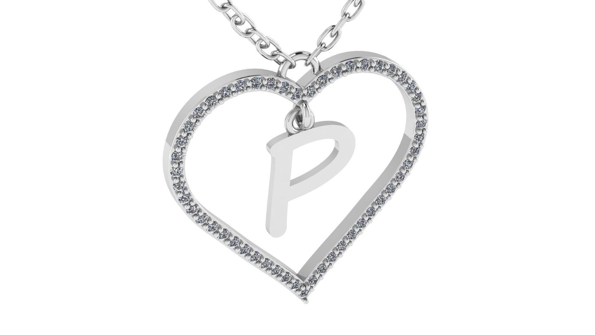 Jewelry Diamond Alphabet Pendant P 3D print model 3D print model_13