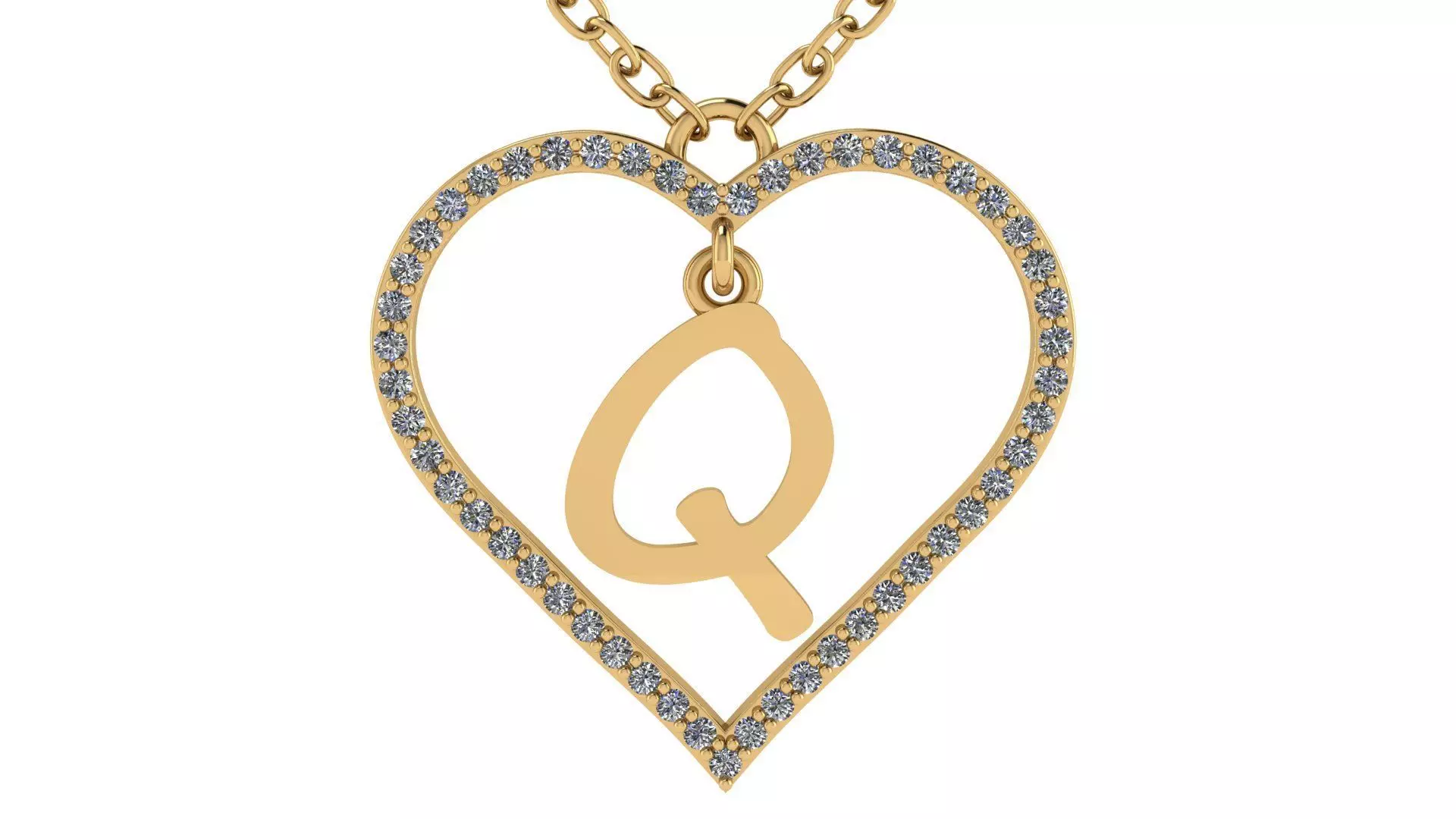 Jewelry Diamond Alphabet Pendant Q 3D print model 3D print model