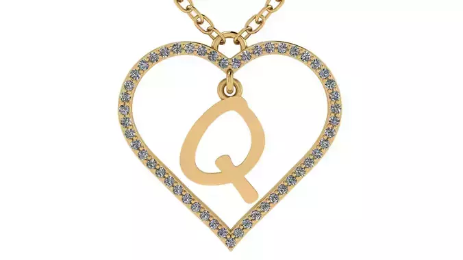 Jewelry Diamond Alphabet Pendant Q 3D print model 3D print model