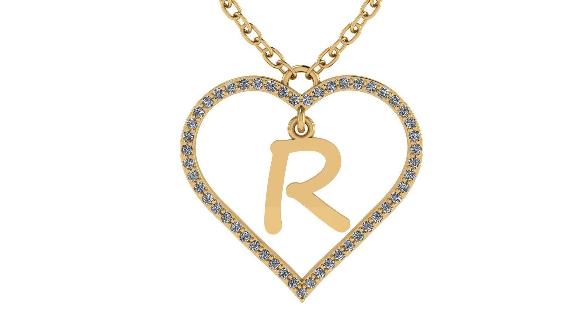 Jewelry Diamond Alphabet Pendant R 3D print model 3D print model_16