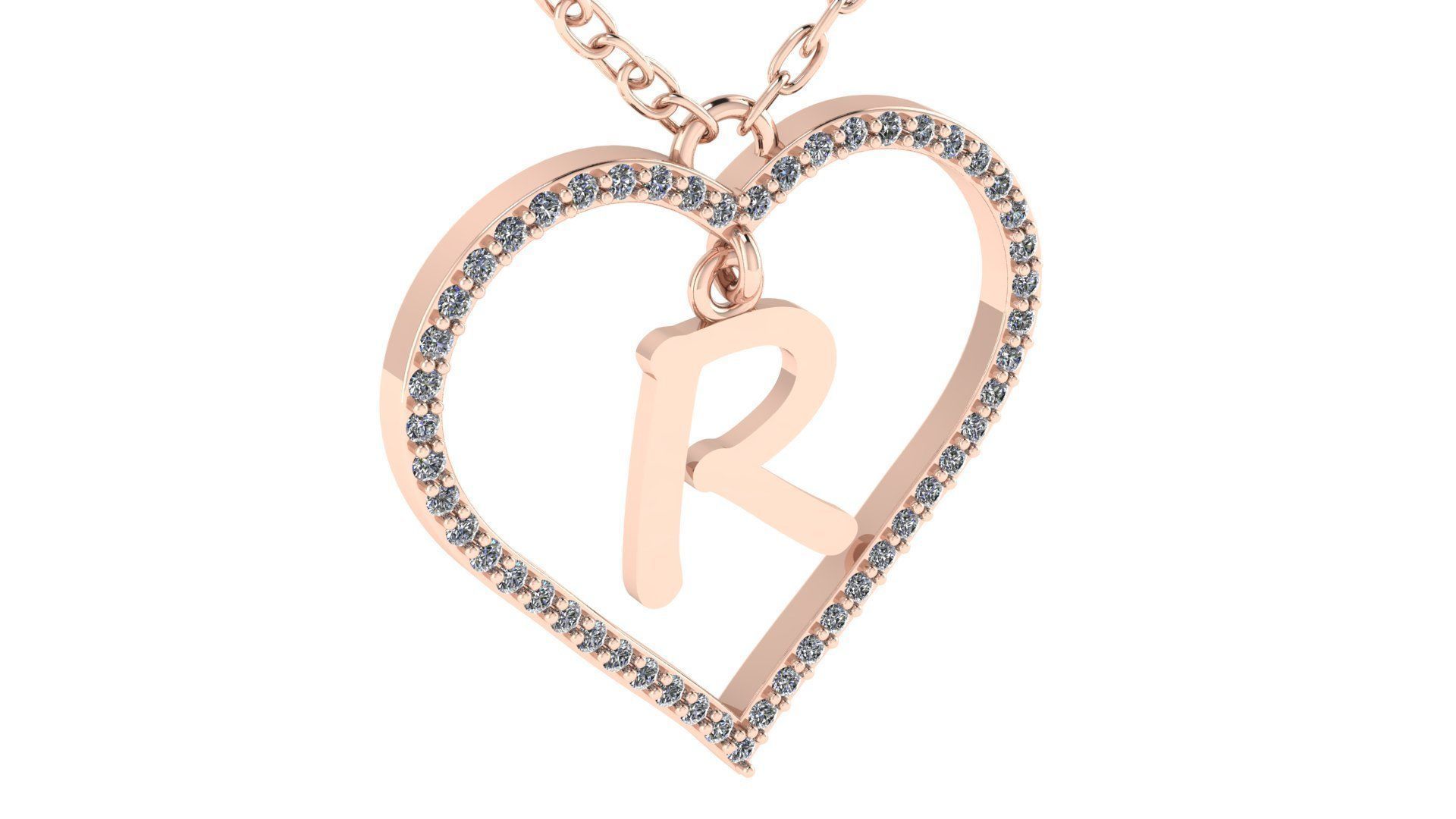 Jewelry Diamond Alphabet Pendant R 3D print model 3D print model_6