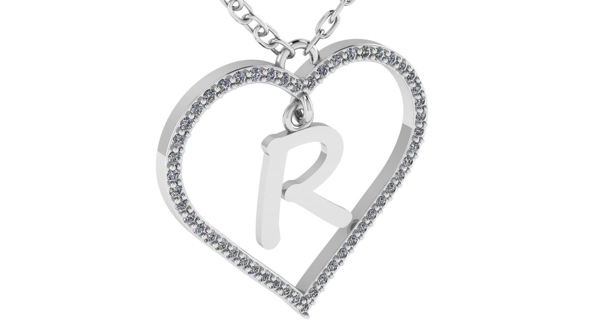 Jewelry Diamond Alphabet Pendant R 3D print model 3D print model_13