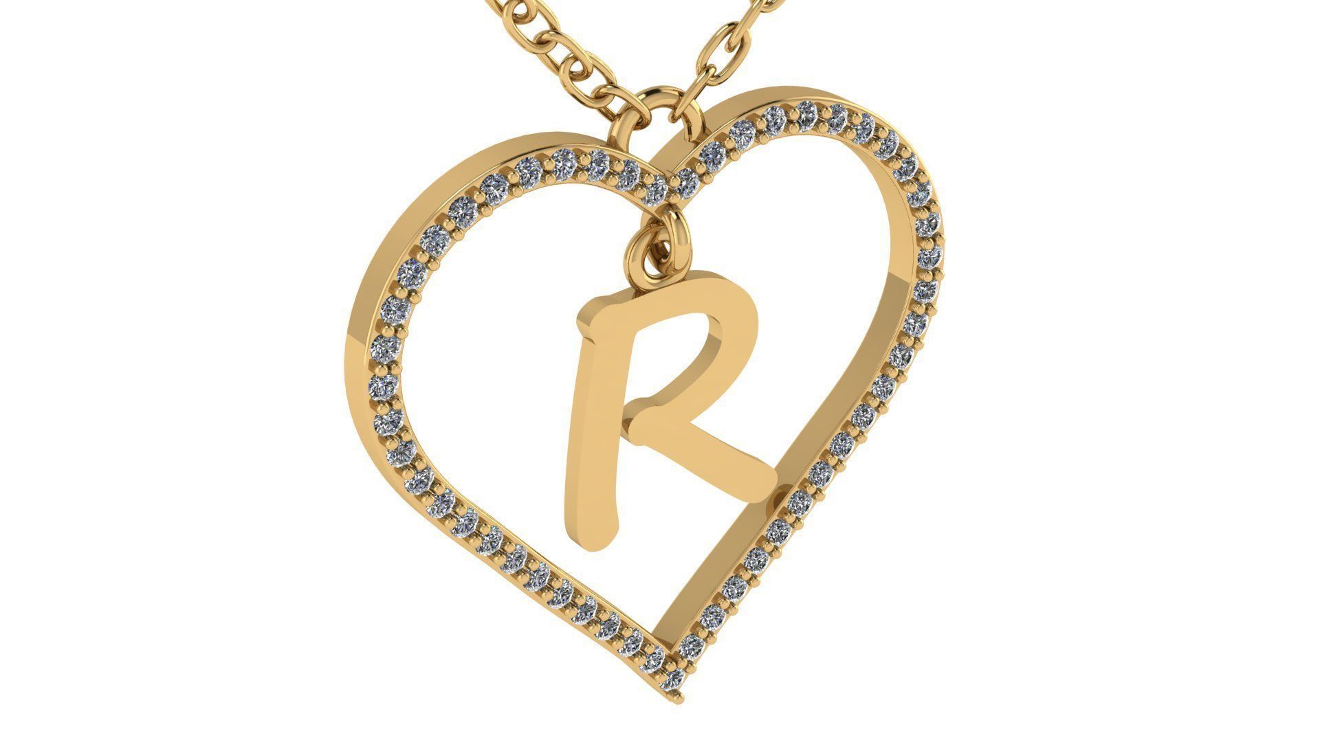 Jewelry Diamond Alphabet Pendant R 3D print model 3D print model_18
