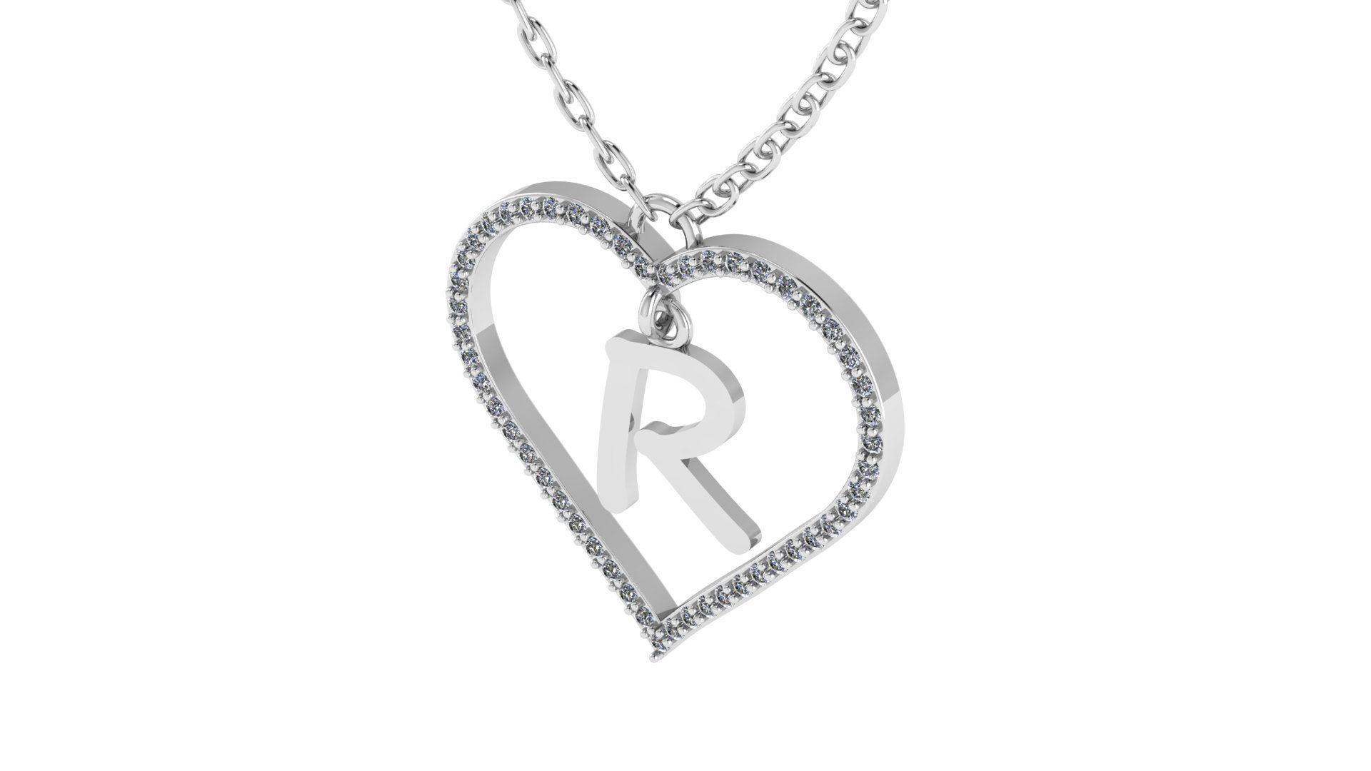 Jewelry Diamond Alphabet Pendant R 3D print model 3D print model_15