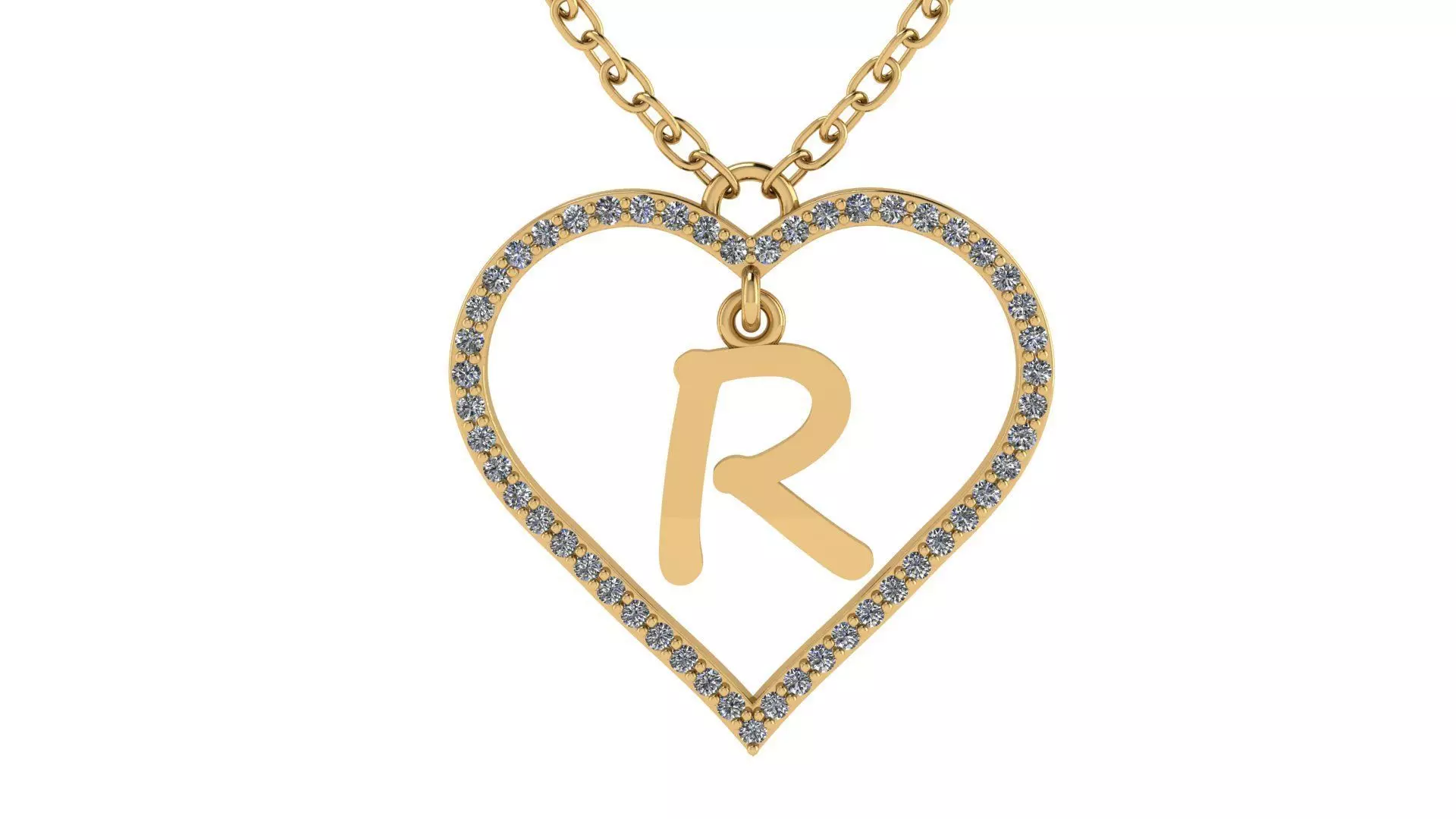 Jewelry Diamond Alphabet Pendant R 3D print model 3D print model_0