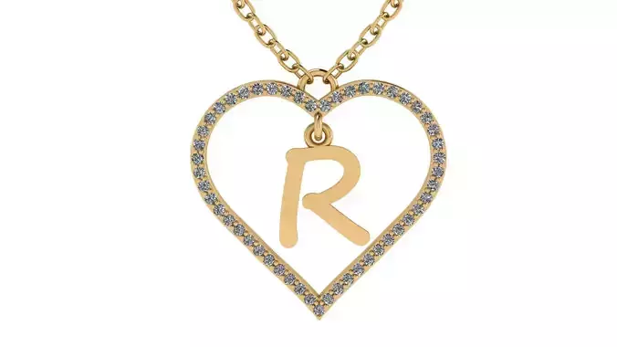 Jewelry Diamond Alphabet Pendant R 3D print model 3D print model