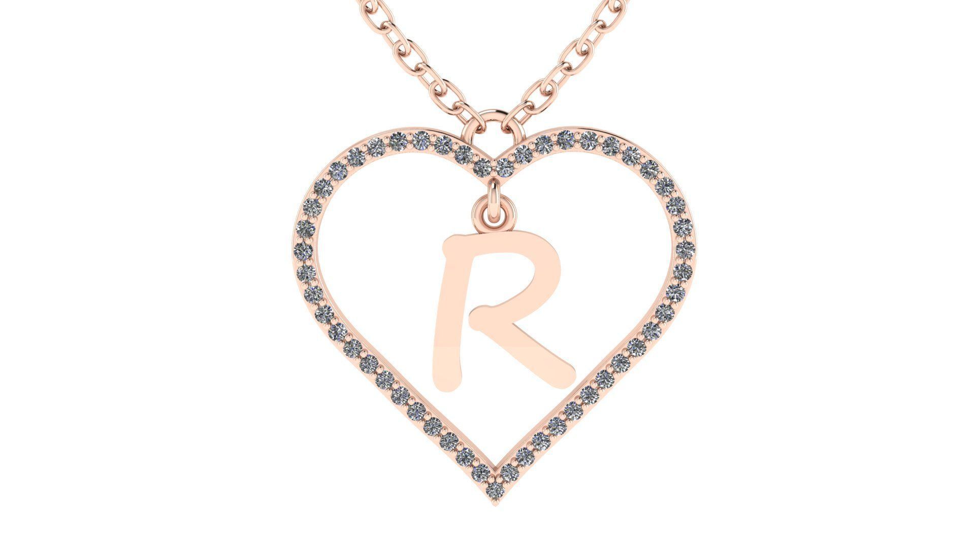 Jewelry Diamond Alphabet Pendant R 3D print model 3D print model_3