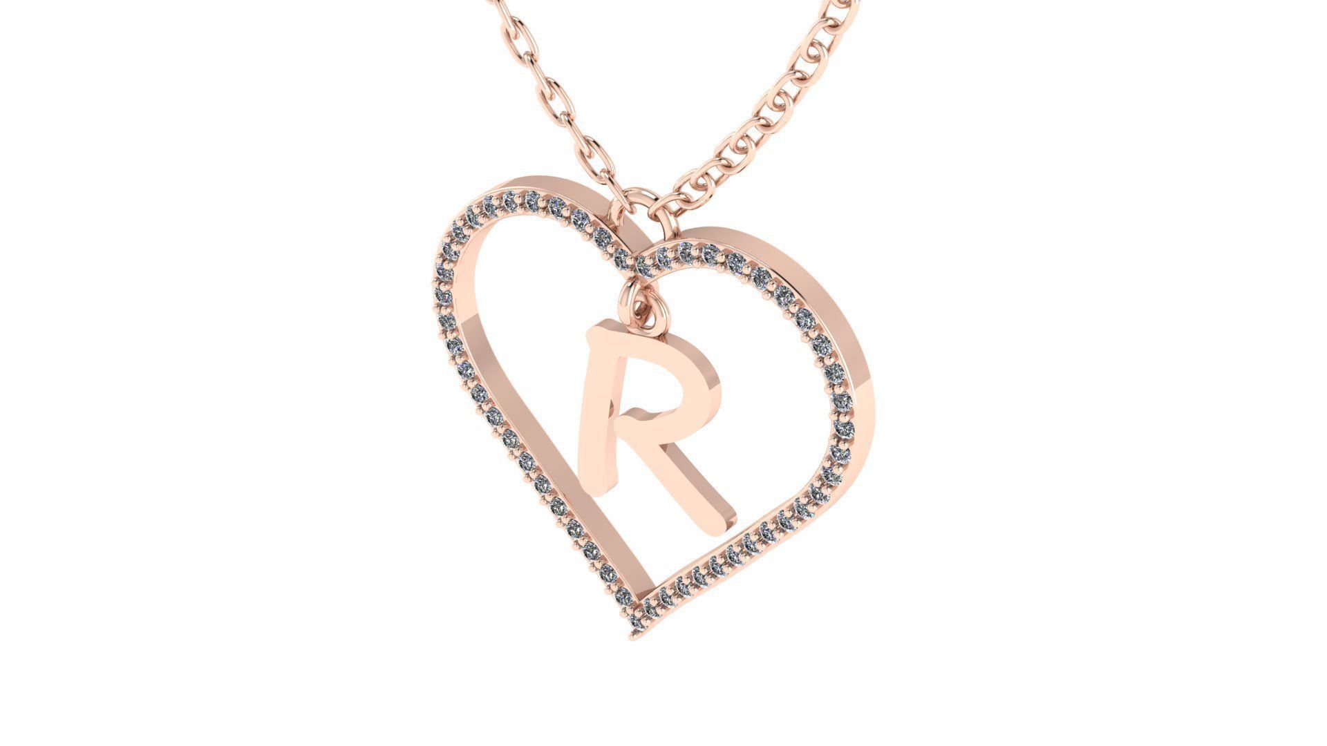 Jewelry Diamond Alphabet Pendant R 3D print model 3D print model_8