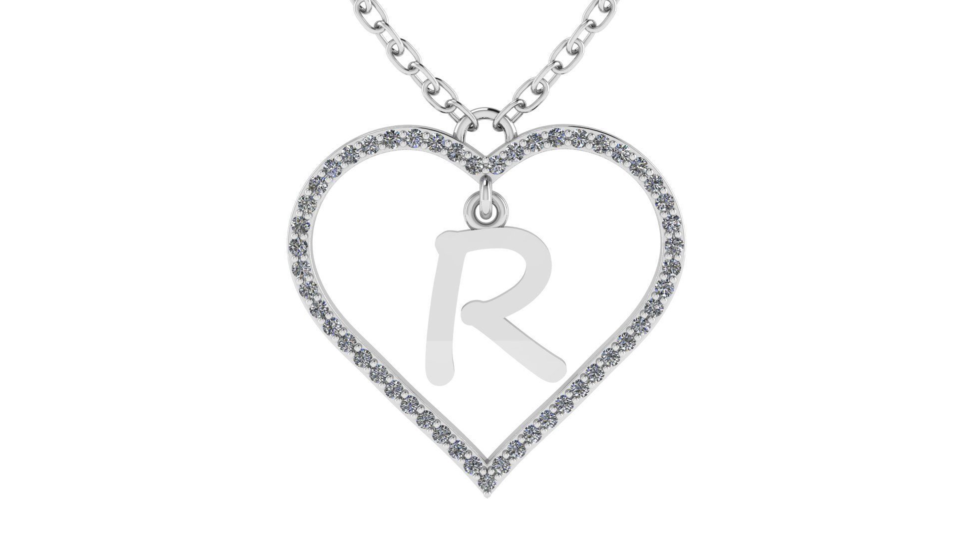 Jewelry Diamond Alphabet Pendant R 3D print model 3D print model_11