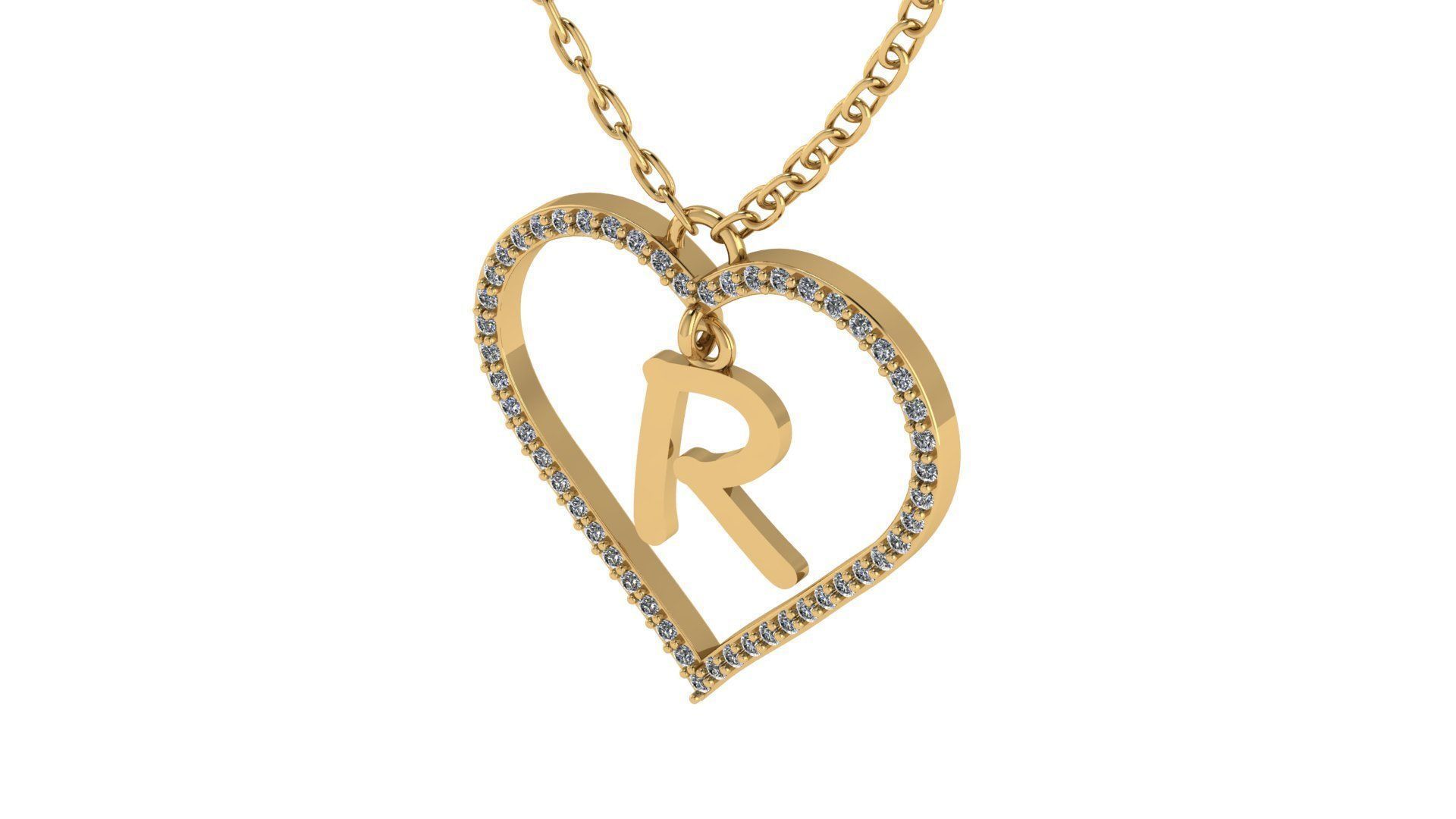 Jewelry Diamond Alphabet Pendant R 3D print model 3D print model_19