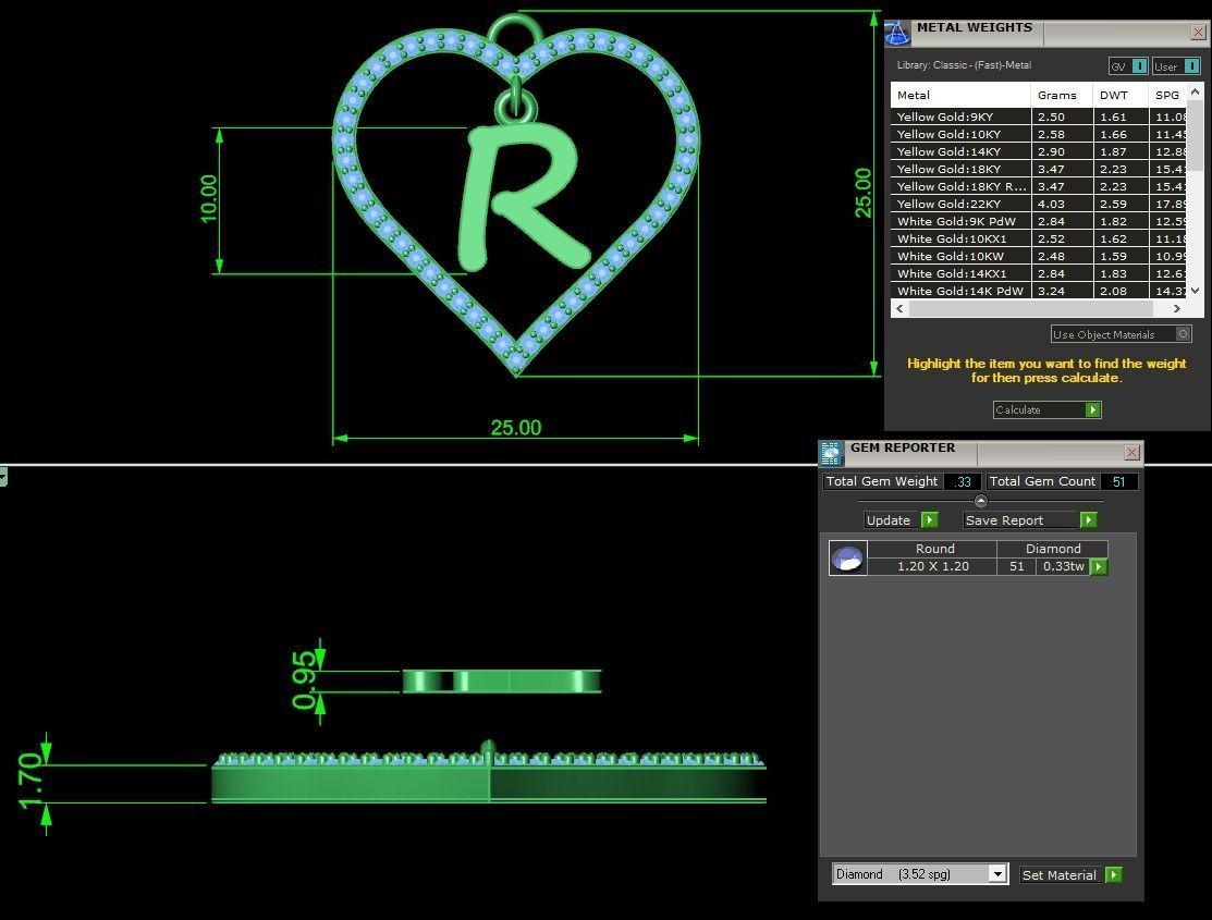 Jewelry Diamond Alphabet Pendant R 3D print model 3D print model_9