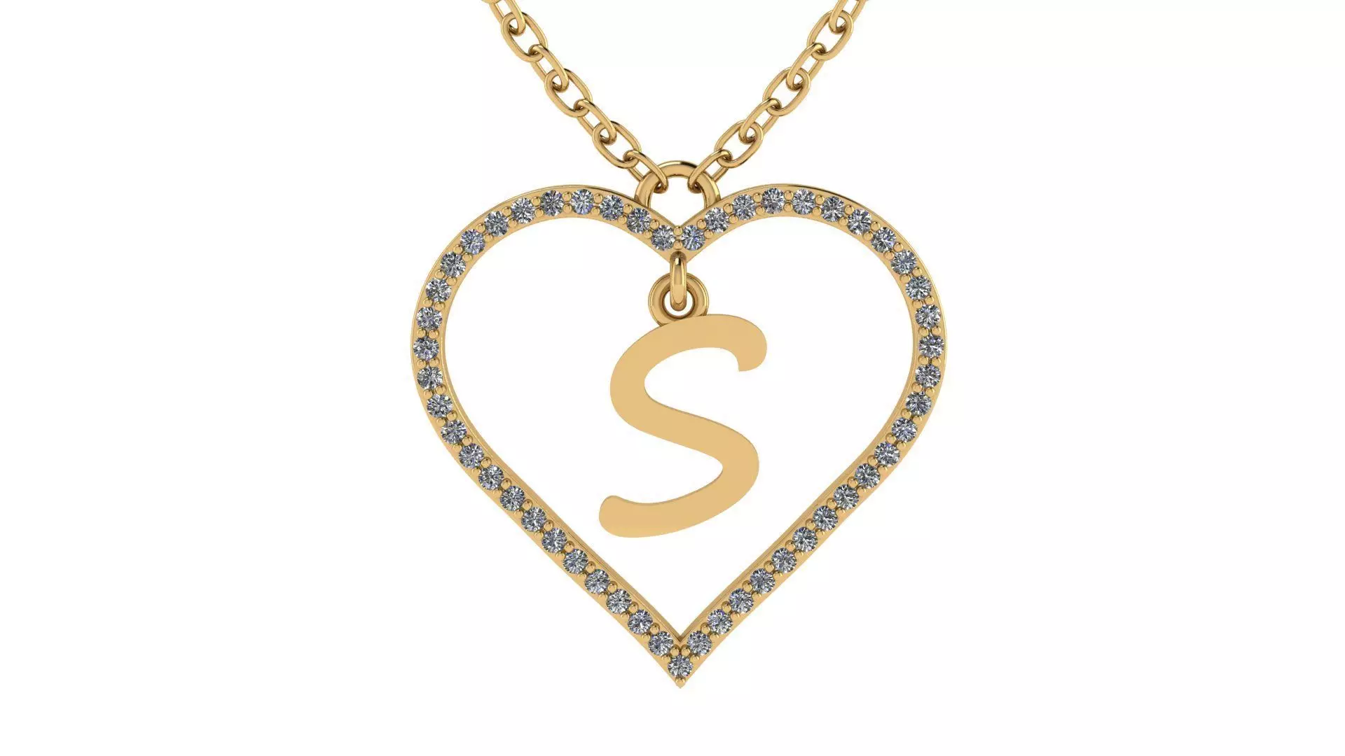 Jewelry Diamond Alphabet Pendant S 3D print model 3D print model