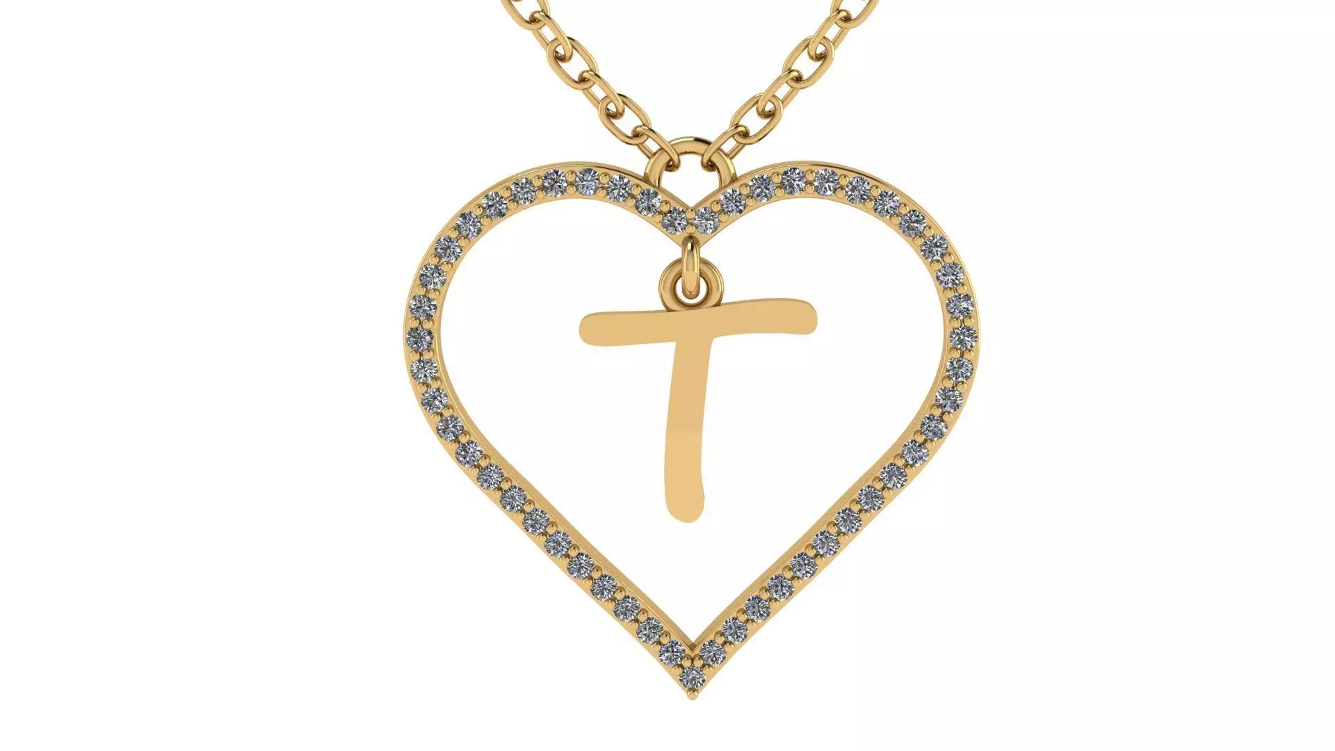 Jewelry Diamond Alphabet Pendant T 3D print model 3D print model