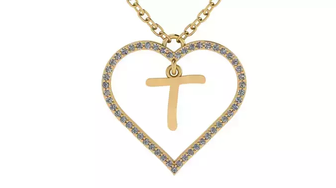 Jewelry Diamond Alphabet Pendant T 3D print model 3D print model