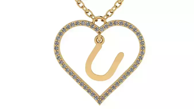 Jewelry Diamond Alphabet Pendant U 3D print model 3D print model