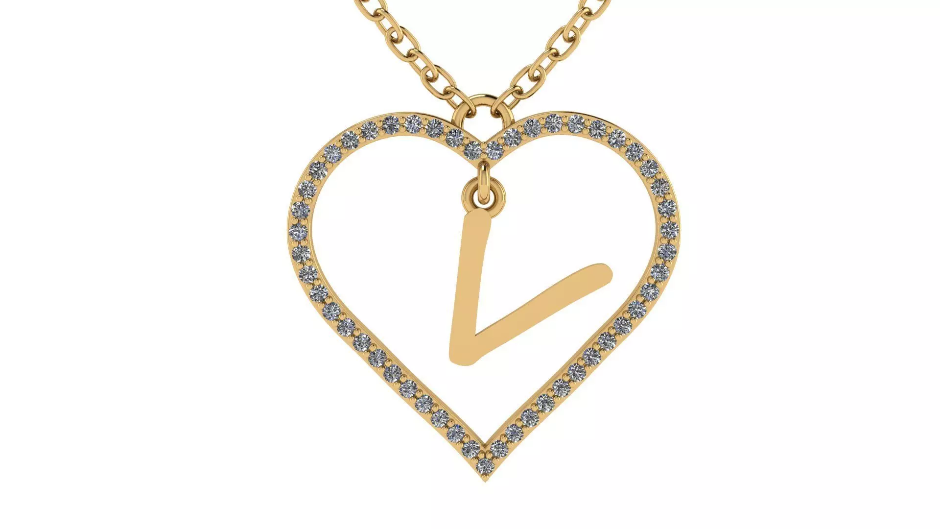 Jewelry Diamond Alphabet Pendant V 3D print model 3D print model