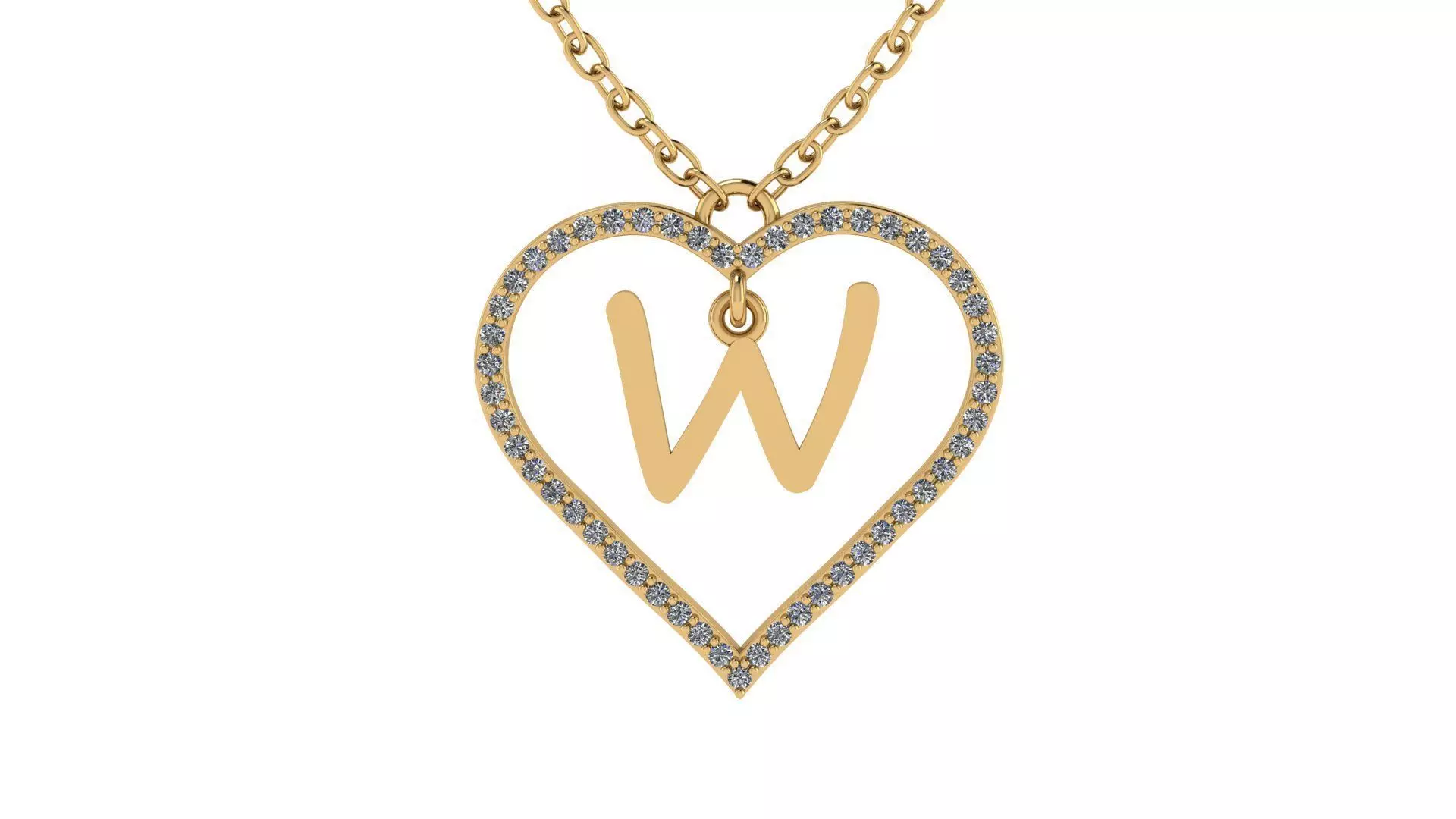 Jewelry Diamond Alphabet Pendant W 3D print model 3D print model