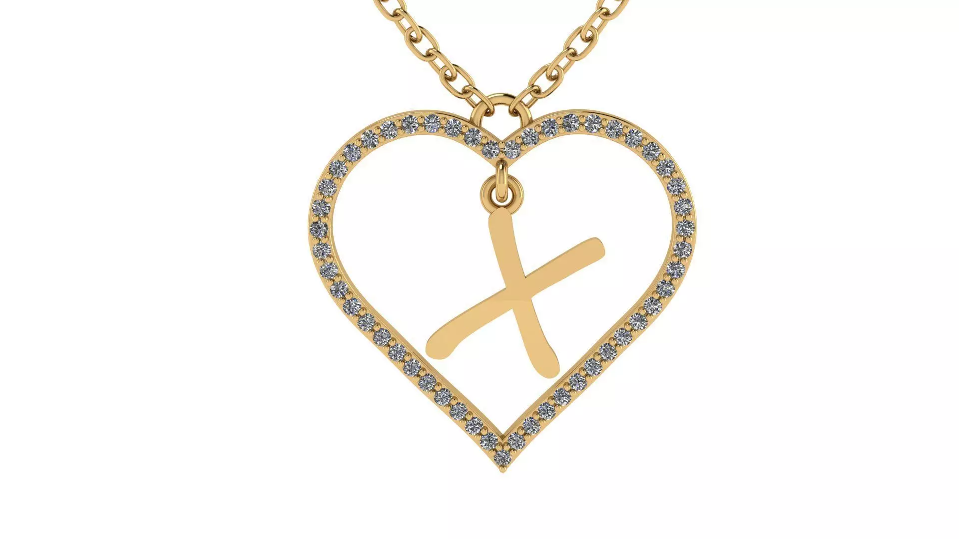 Jewelry Diamond Alphabet Pendant X 3D print model 3D print model