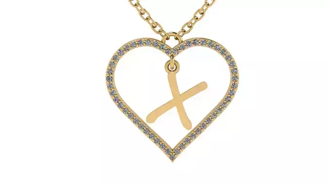 Jewelry Diamond Alphabet Pendant X 3D print model