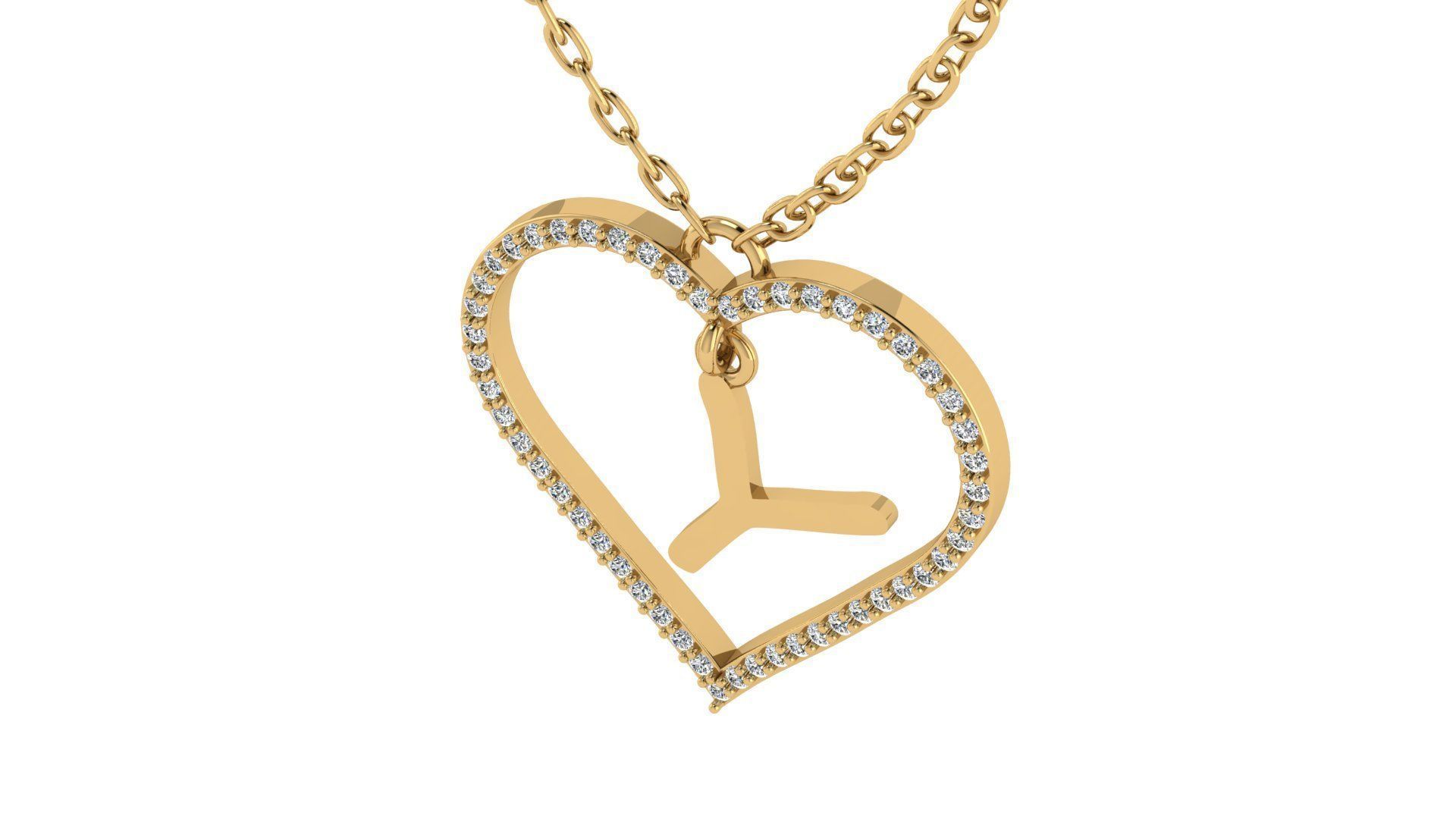 Jewelry Diamond Alphabet Pendant Y 3D print model 3D print model_19