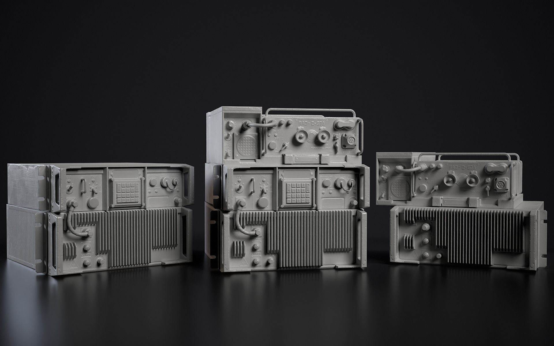 Old Military Radio Station PRC-77  Low-poly 3D model_6