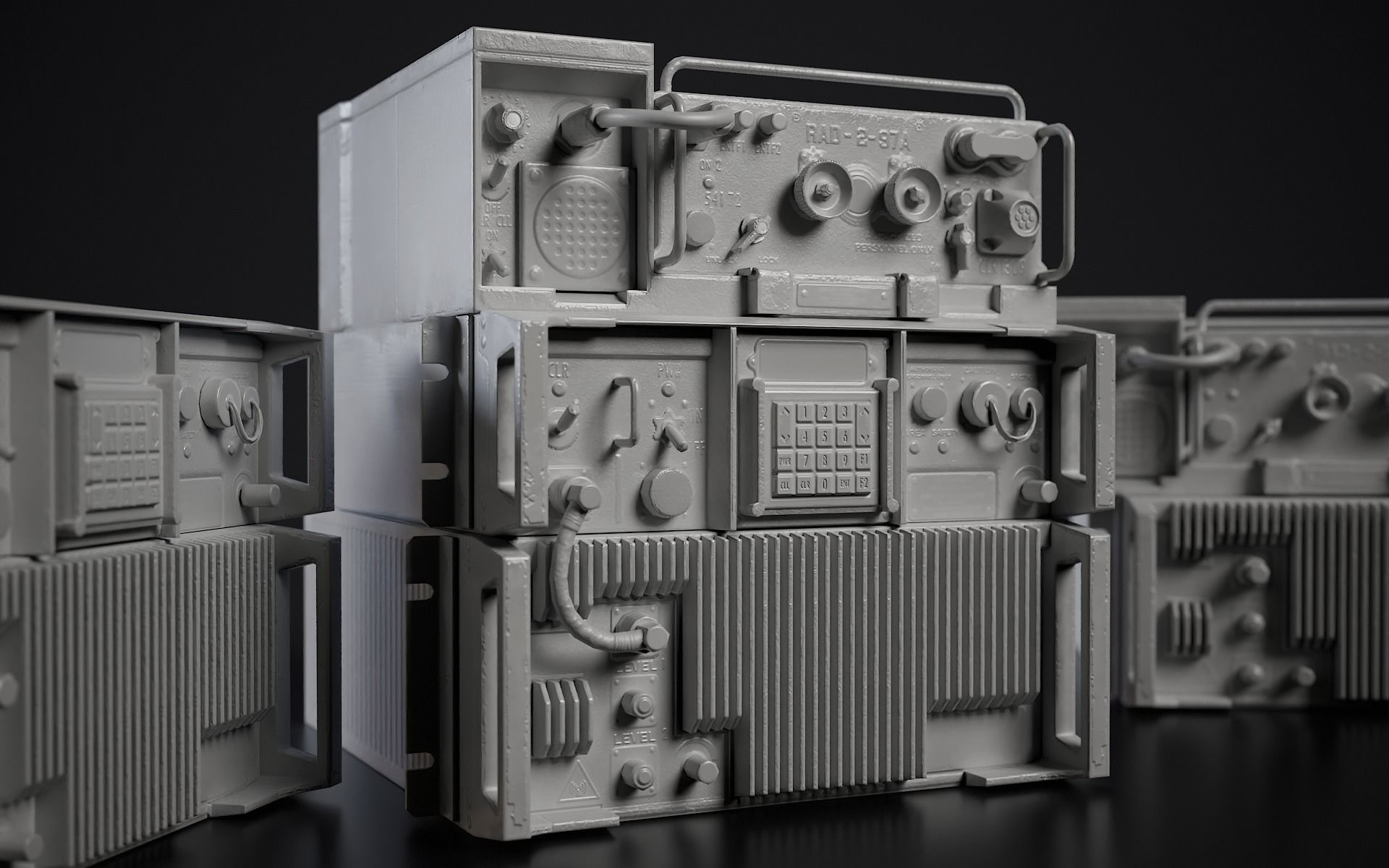 Old Military Radio Station PRC-77  Low-poly 3D model_3
