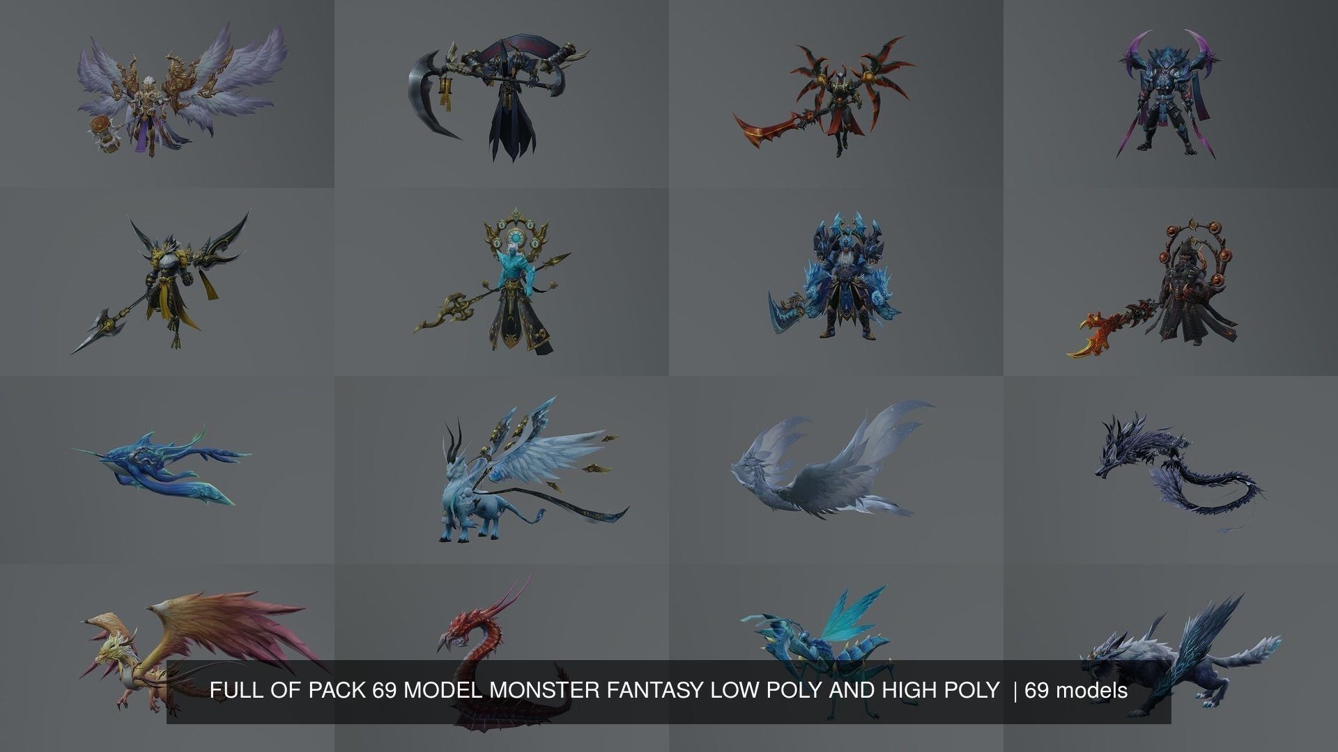 FULL OF PACK 69 MODEL MONSTER FANTASY LOW POLY AND HIGH POLY  3D Model Collection_5