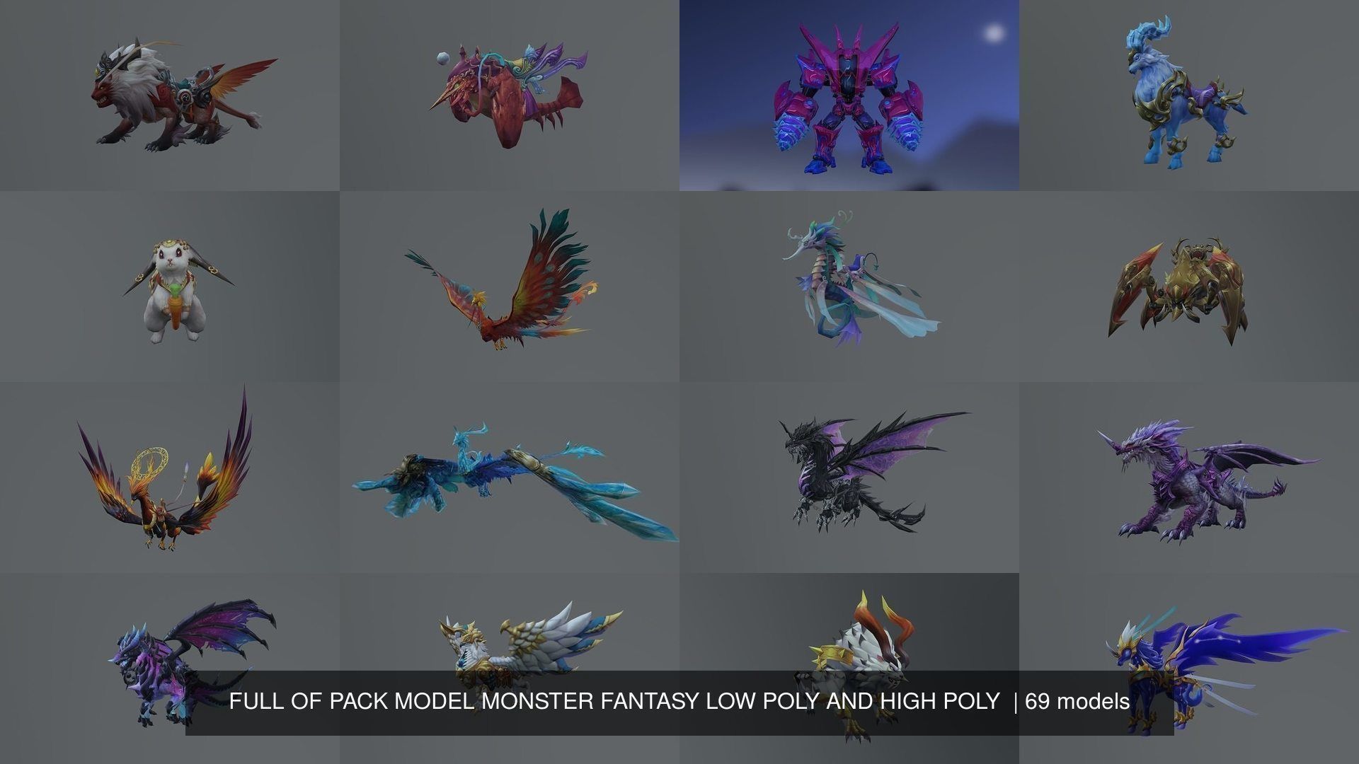 FULL OF PACK 69 MODEL MONSTER FANTASY LOW POLY AND HIGH POLY  3D Model Collection_21