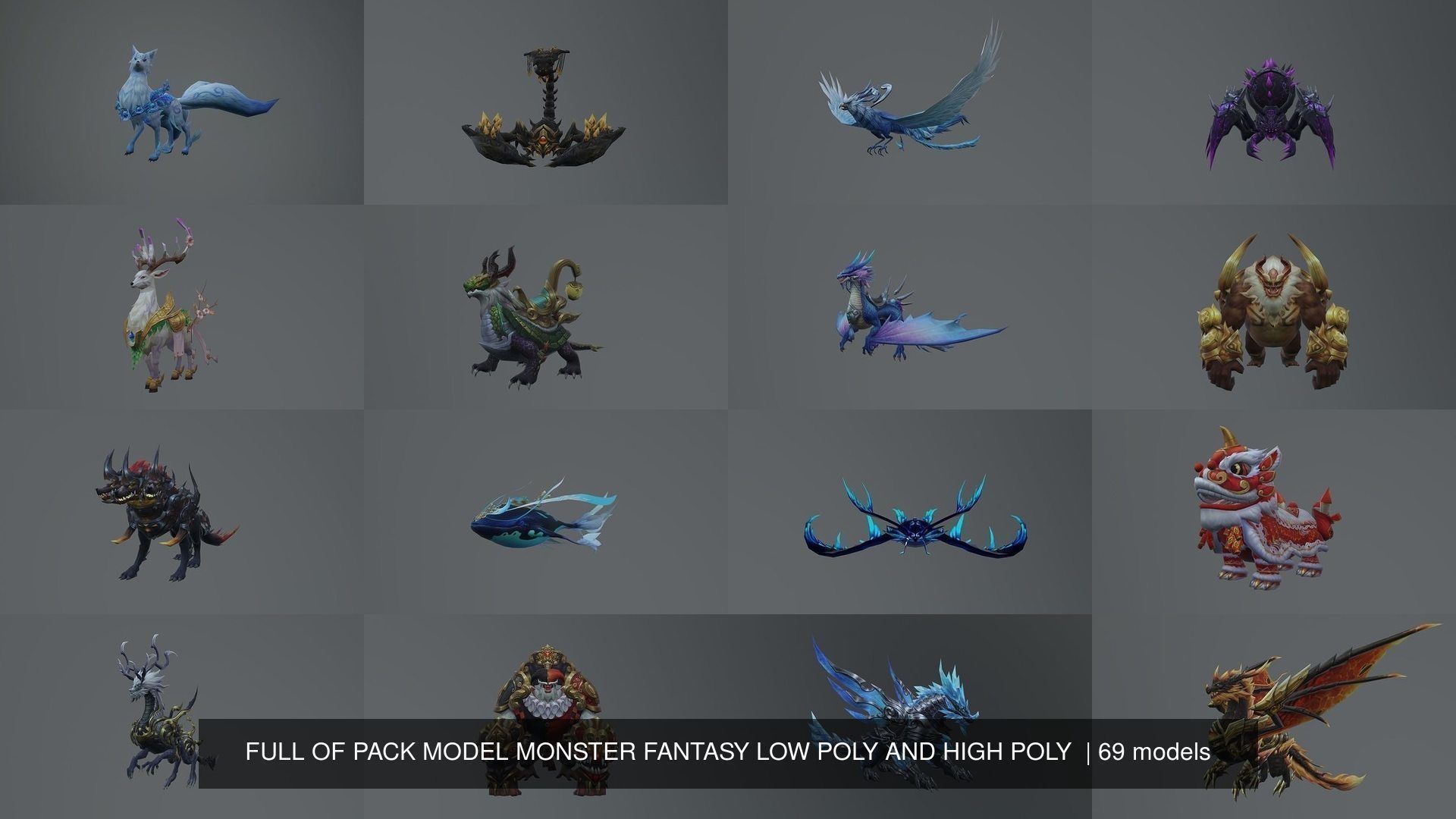 FULL OF PACK 69 MODEL MONSTER FANTASY LOW POLY AND HIGH POLY  3D Model Collection_8