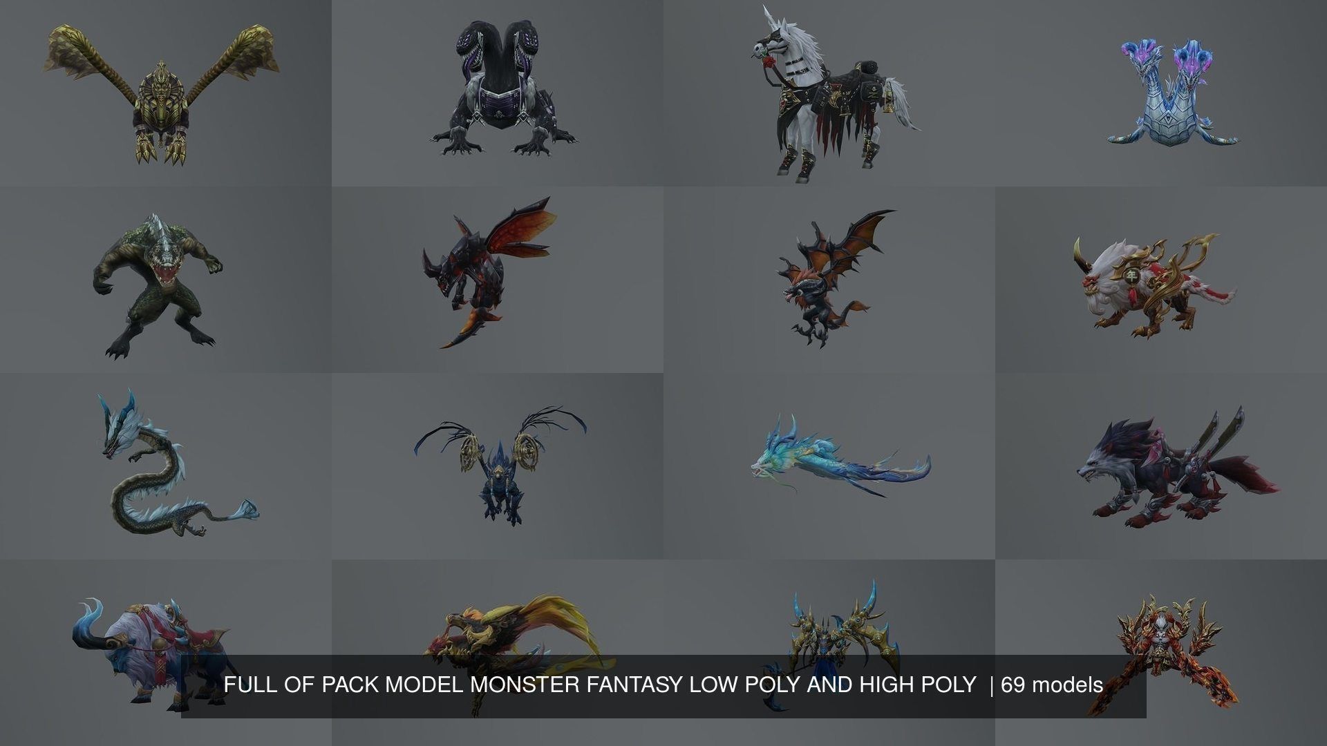 FULL OF PACK 69 MODEL MONSTER FANTASY LOW POLY AND HIGH POLY  3D Model Collection_17