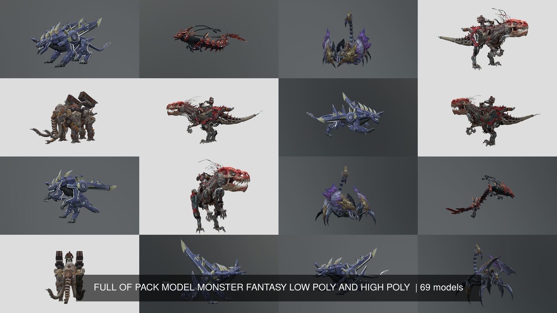 FULL OF PACK 69 MODEL MONSTER FANTASY LOW POLY AND HIGH POLY  3D Model Collection_24
