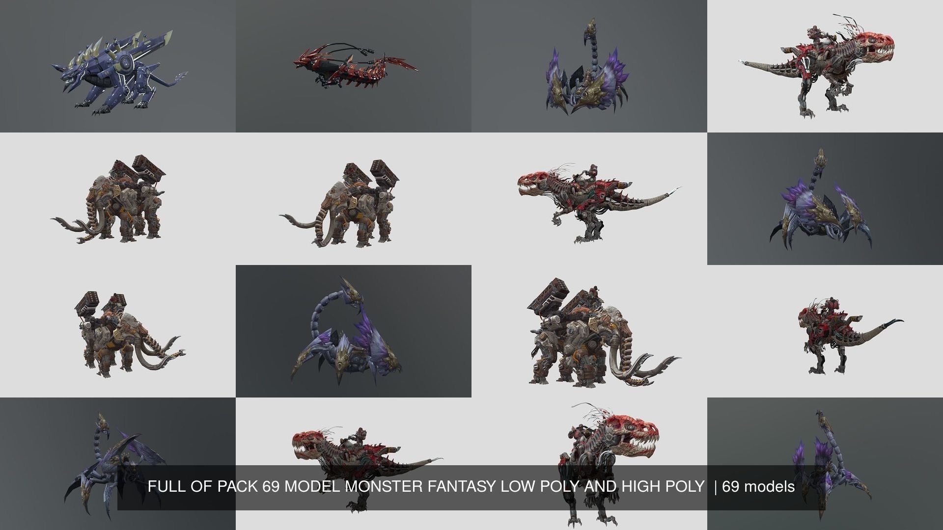 FULL OF PACK 69 MODEL MONSTER FANTASY LOW POLY AND HIGH POLY  3D Model Collection_13