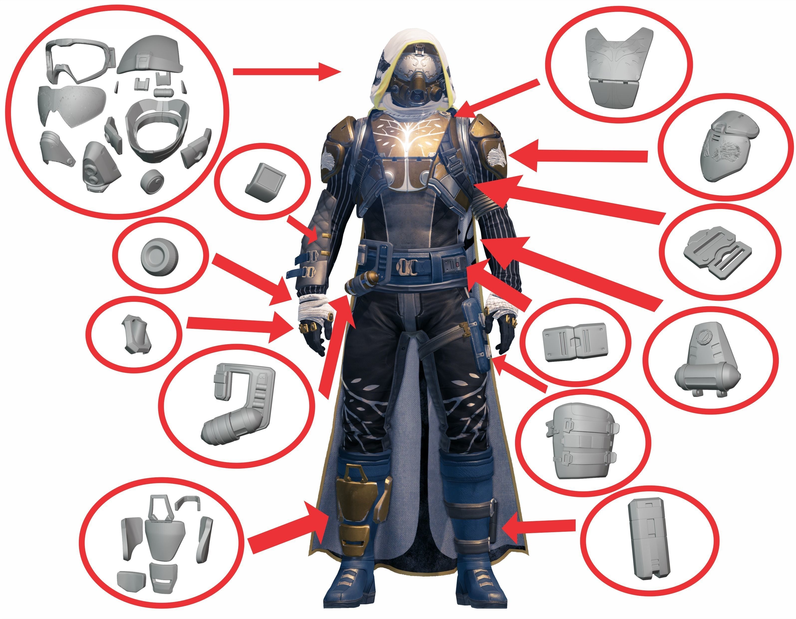 Complete ARMOR HUNTER Cosplay Helmet IRON BANNER DESTINY  3D print model_1