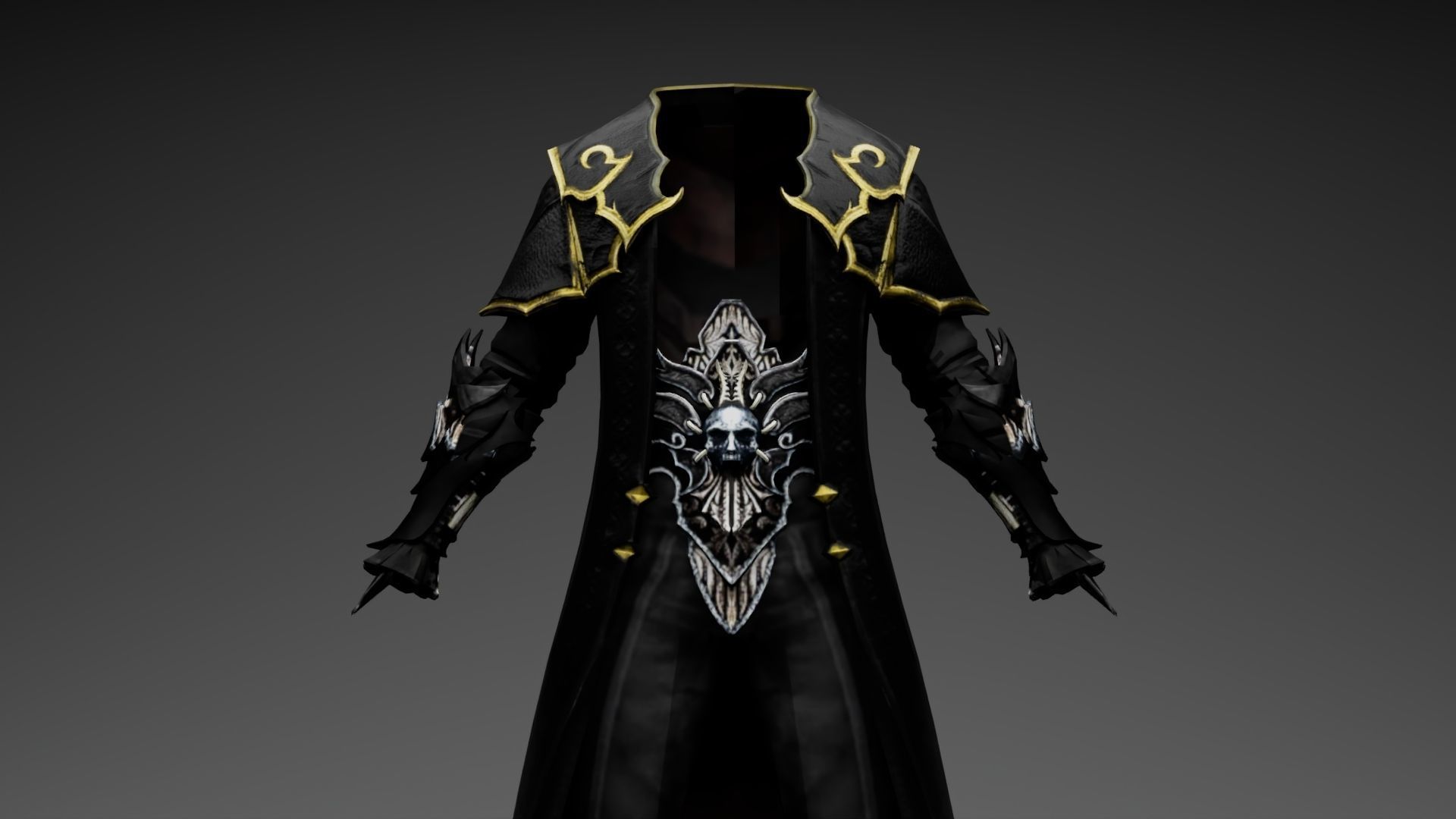 Vampire cloth Black Gabriel Low-poly 3D model_16