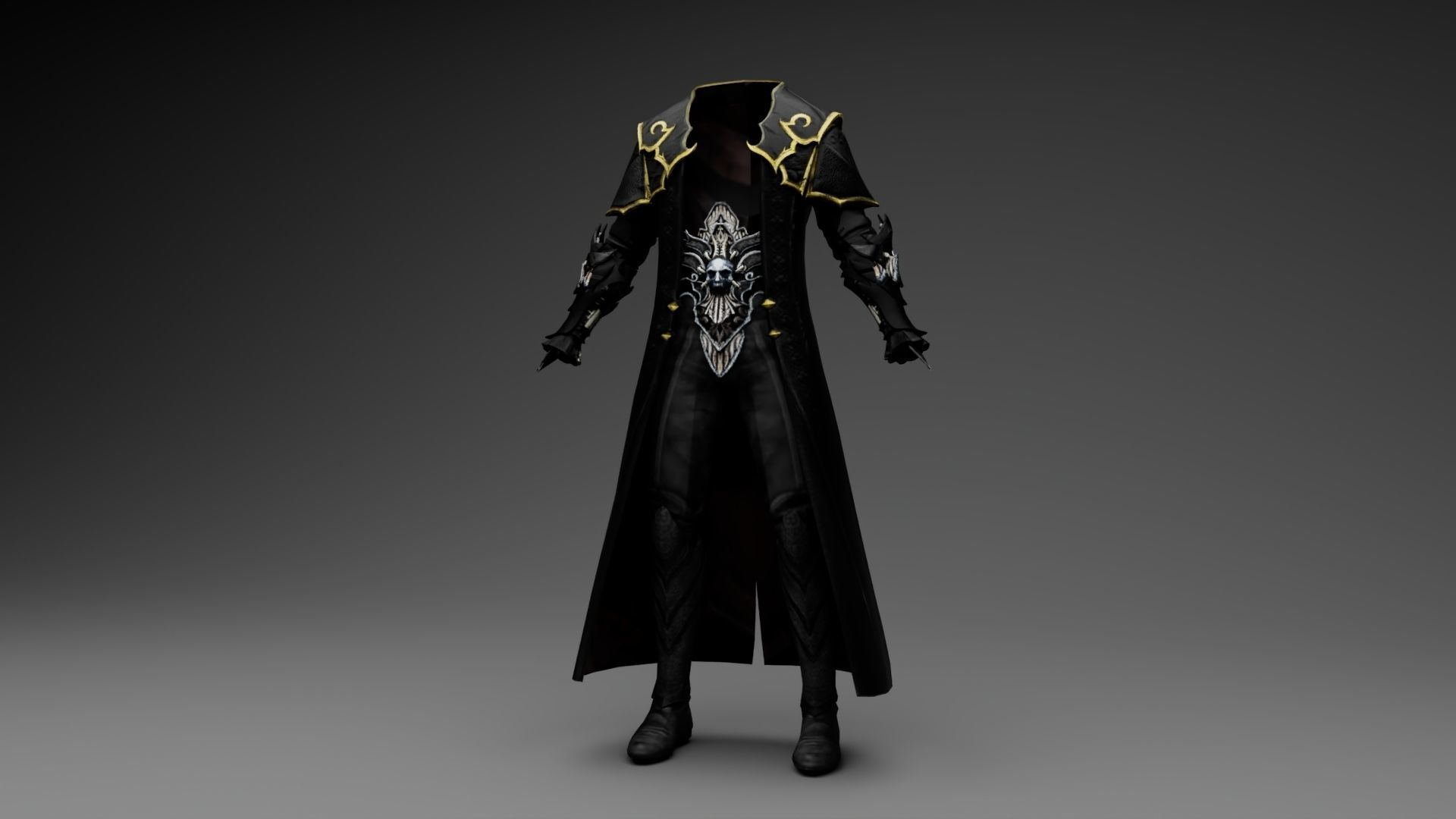 Vampire cloth Black Gabriel Low-poly 3D model_25