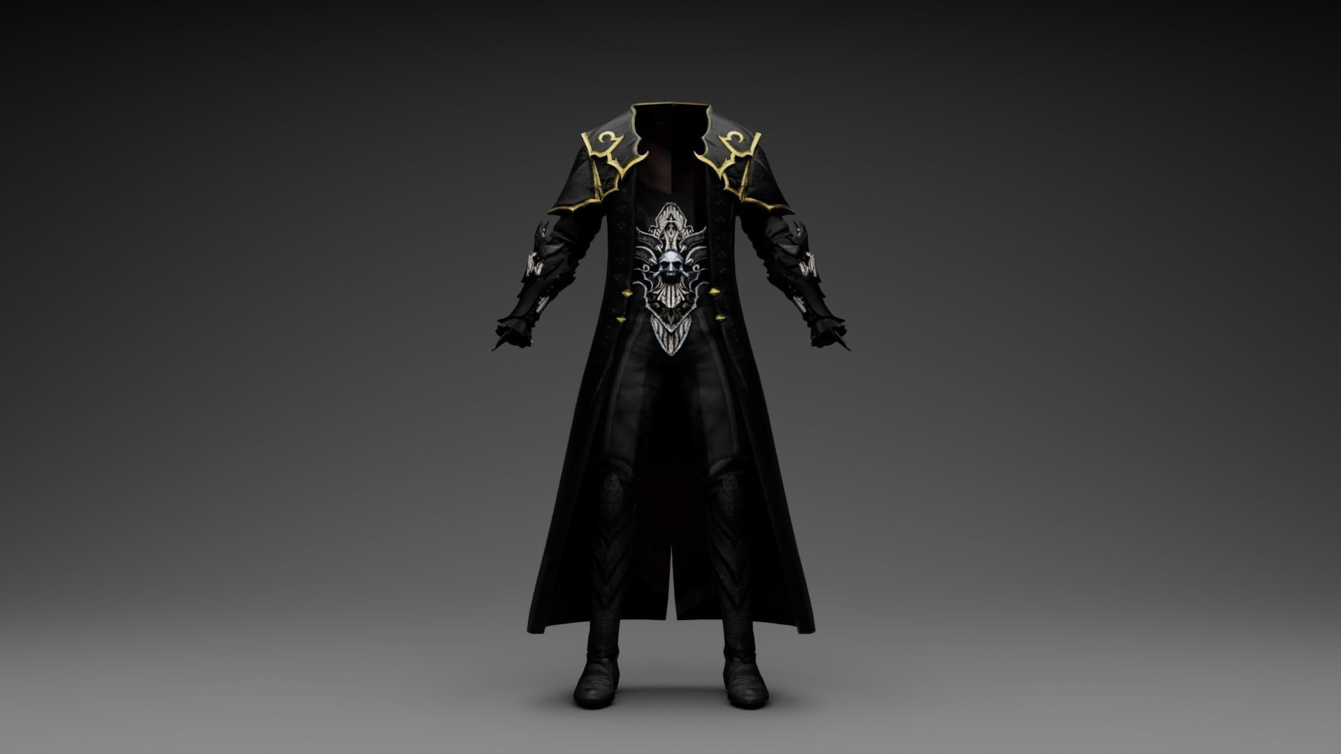 Vampire cloth Black Gabriel Low-poly 3D model_3