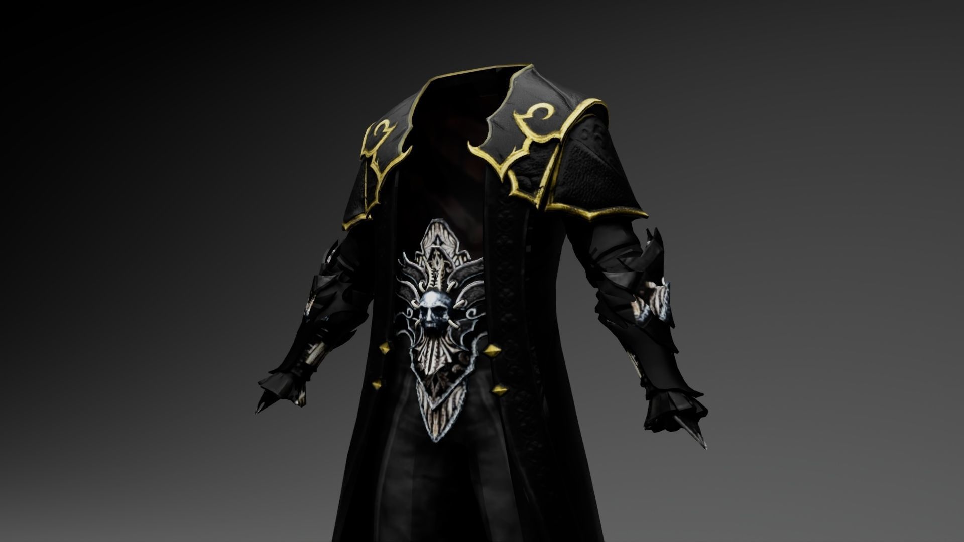 Vampire cloth Black Gabriel Low-poly 3D model_17