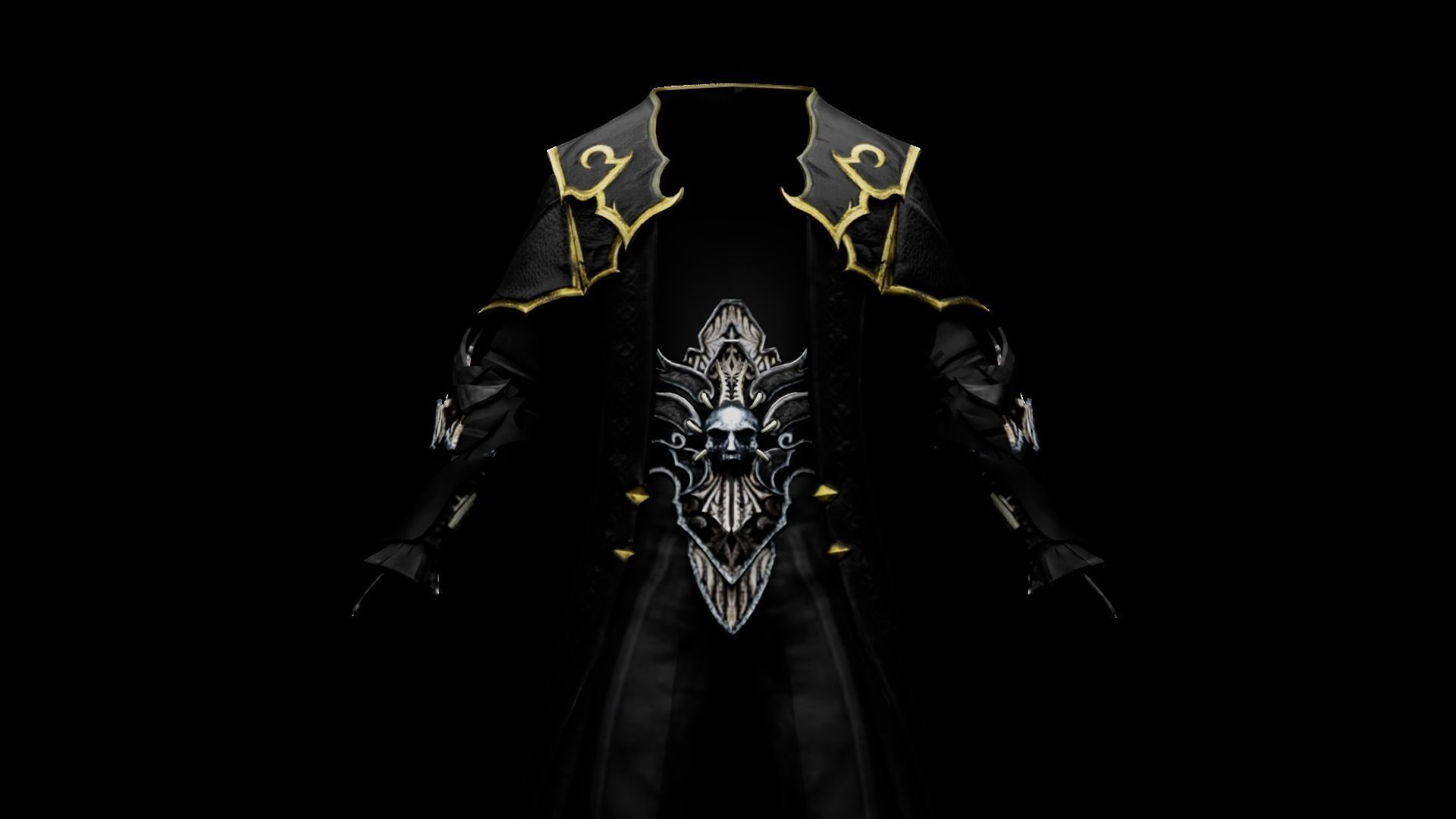 Vampire cloth Black Gabriel Low-poly 3D model_26