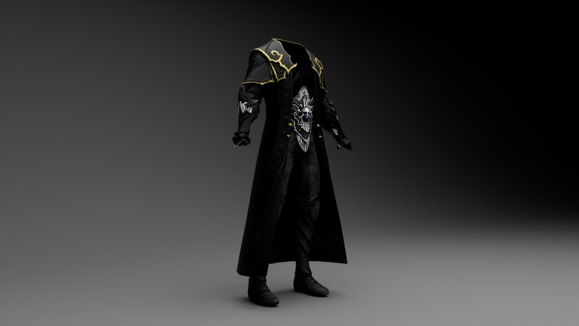 Vampire cloth Black Gabriel Low-poly 3D model_24