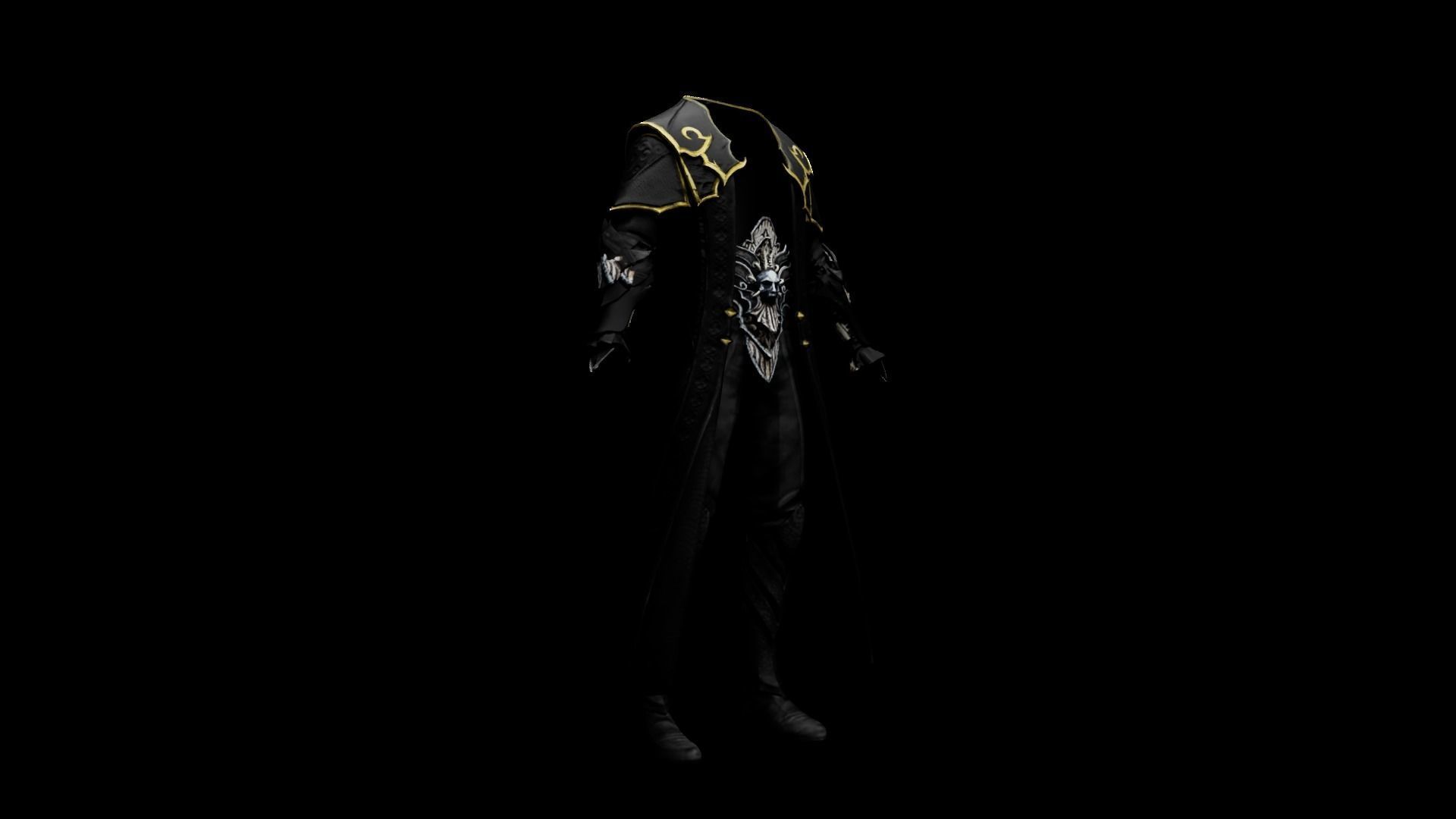 Vampire cloth Black Gabriel Low-poly 3D model_19