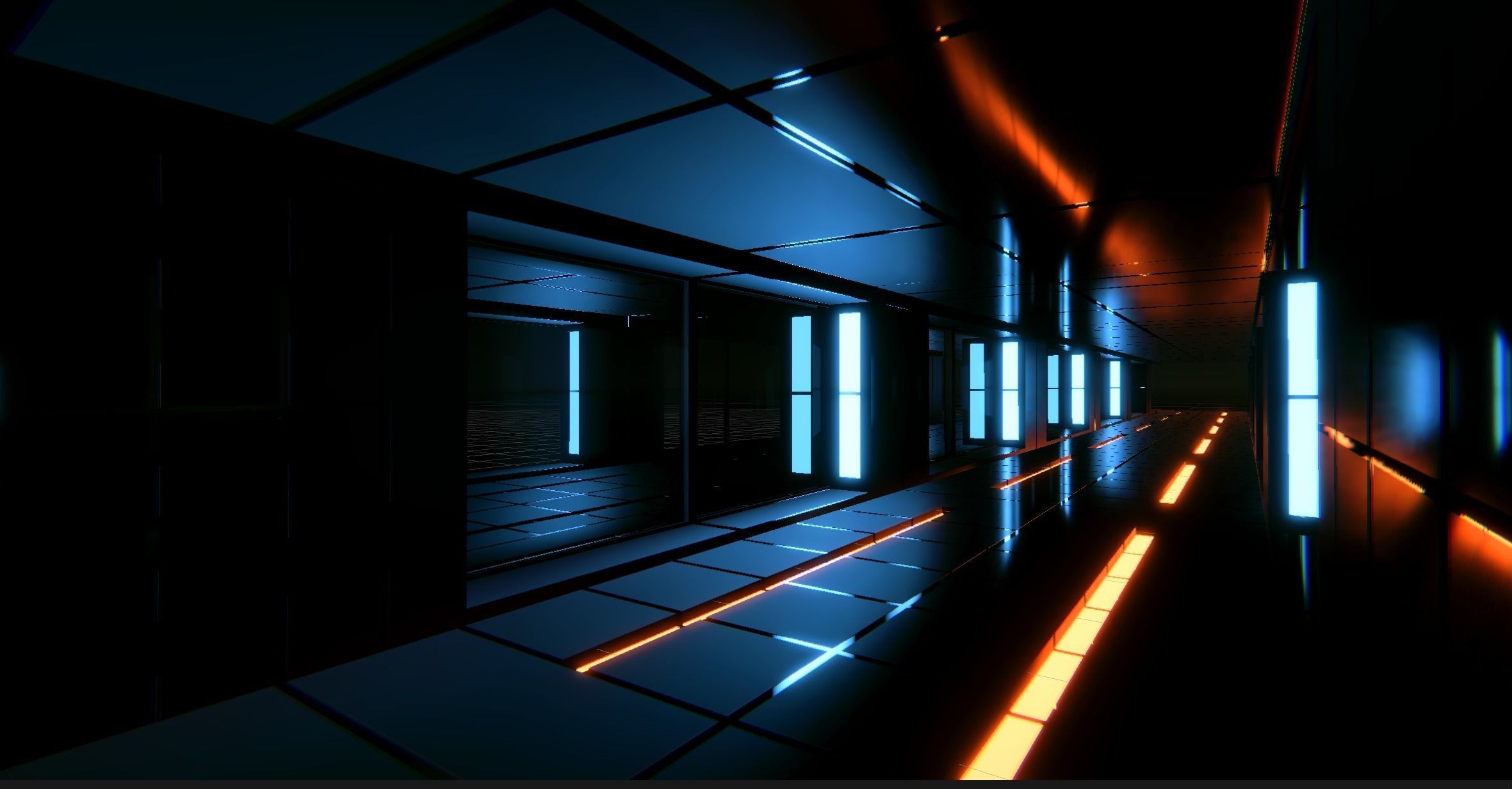 Corridor Tunnel Infinite Sci Fi Scene Model Unity Demo Scene Low-poly 3D model_2