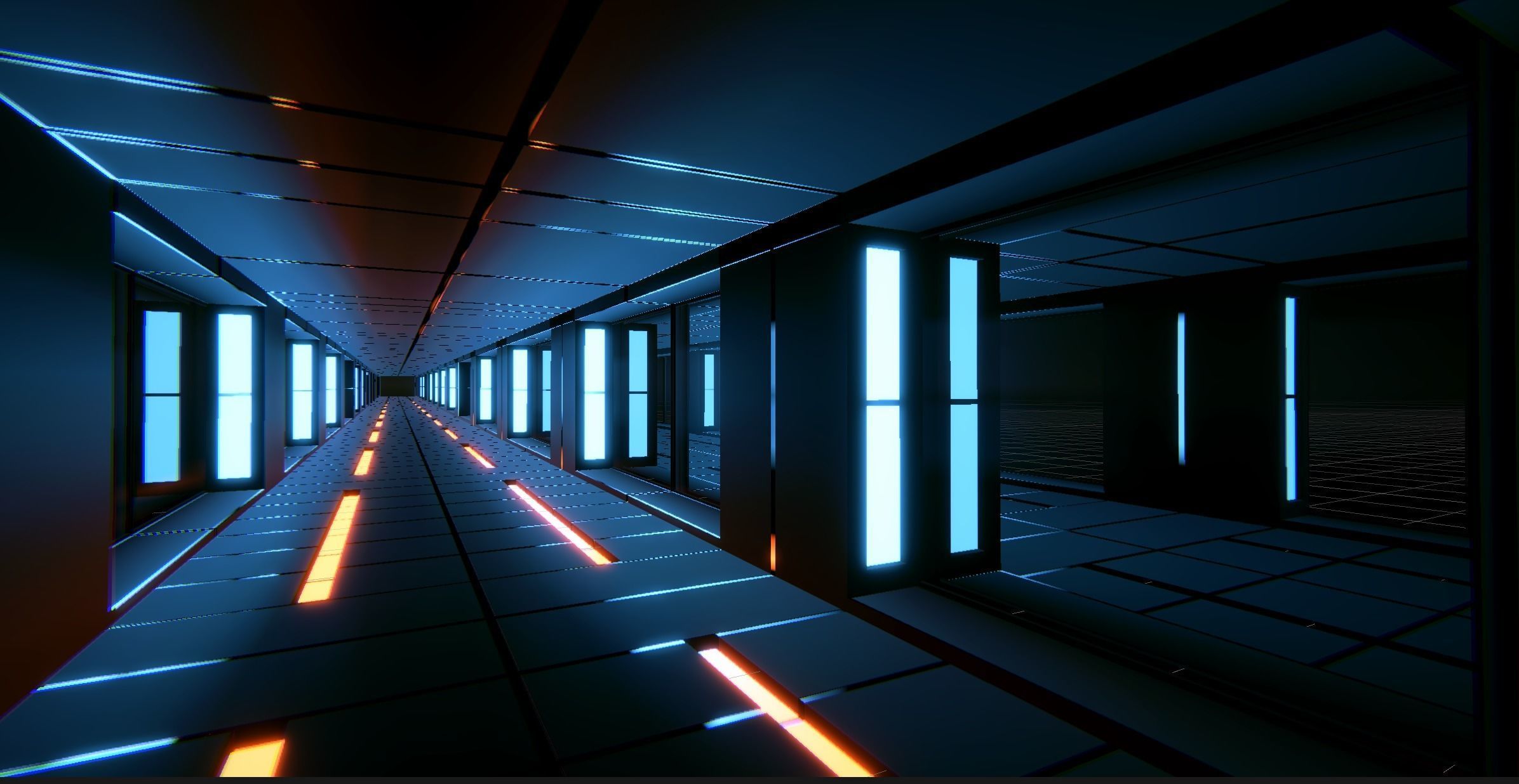 Corridor Tunnel Infinite Sci Fi Scene Model Unity Demo Scene Low-poly 3D model_4