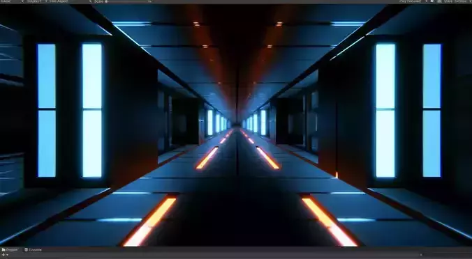 Corridor Tunnel Infinite Sci Fi Scene Model Unity Demo Scene Low-poly 3D model