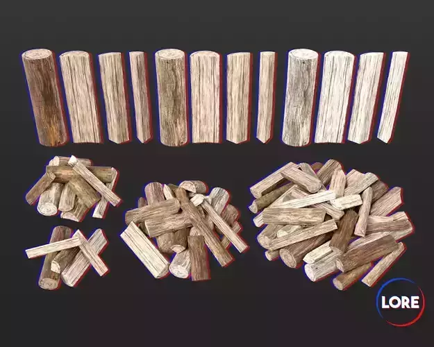 Medieval Essentials Firewood Building Set Low-poly 3D model