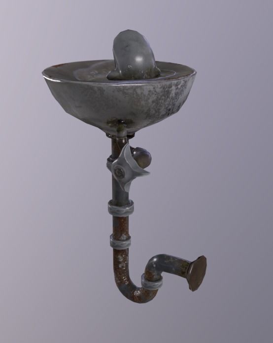 Water Fontaine Low-poly 3D model_2