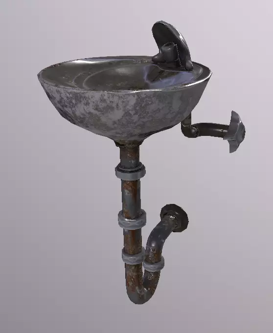 Water Fontaine Low-poly 3D model_0