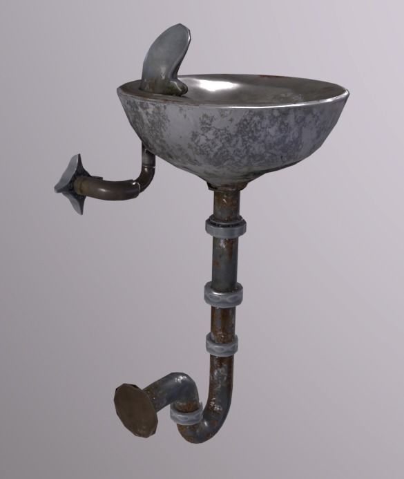 Water Fontaine Low-poly 3D model_3