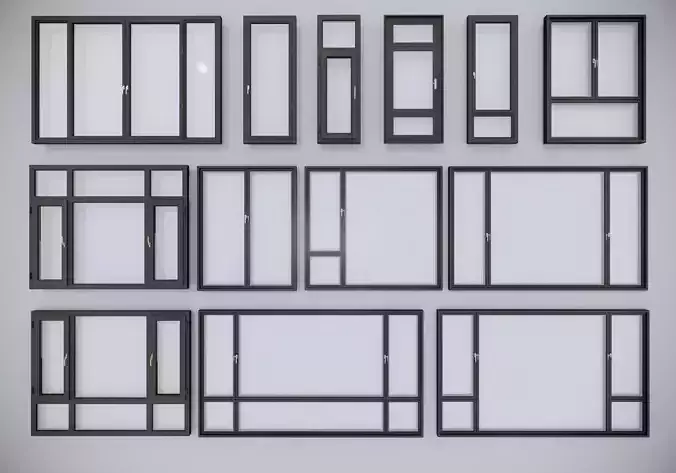 Modern windowsFloor-to-ceiling windows Windows Windows  3D model
