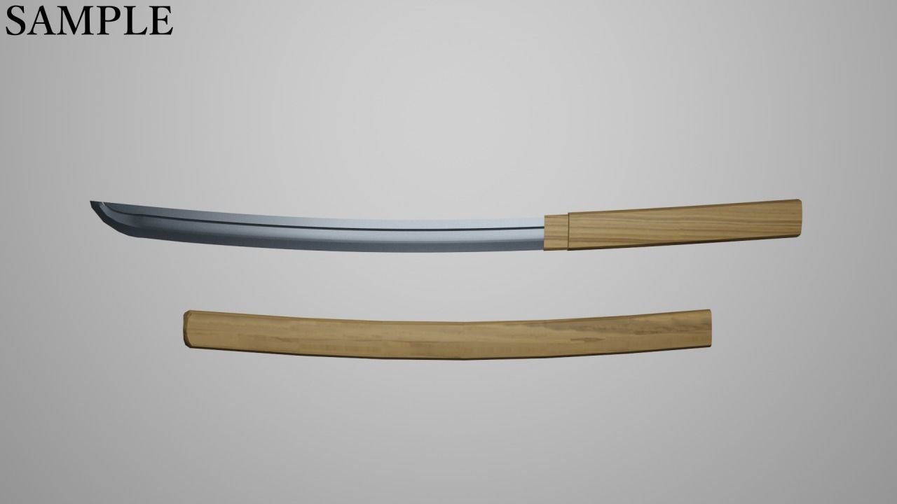 Tanto Short Katana for VRChat Low-poly 3D model_1
