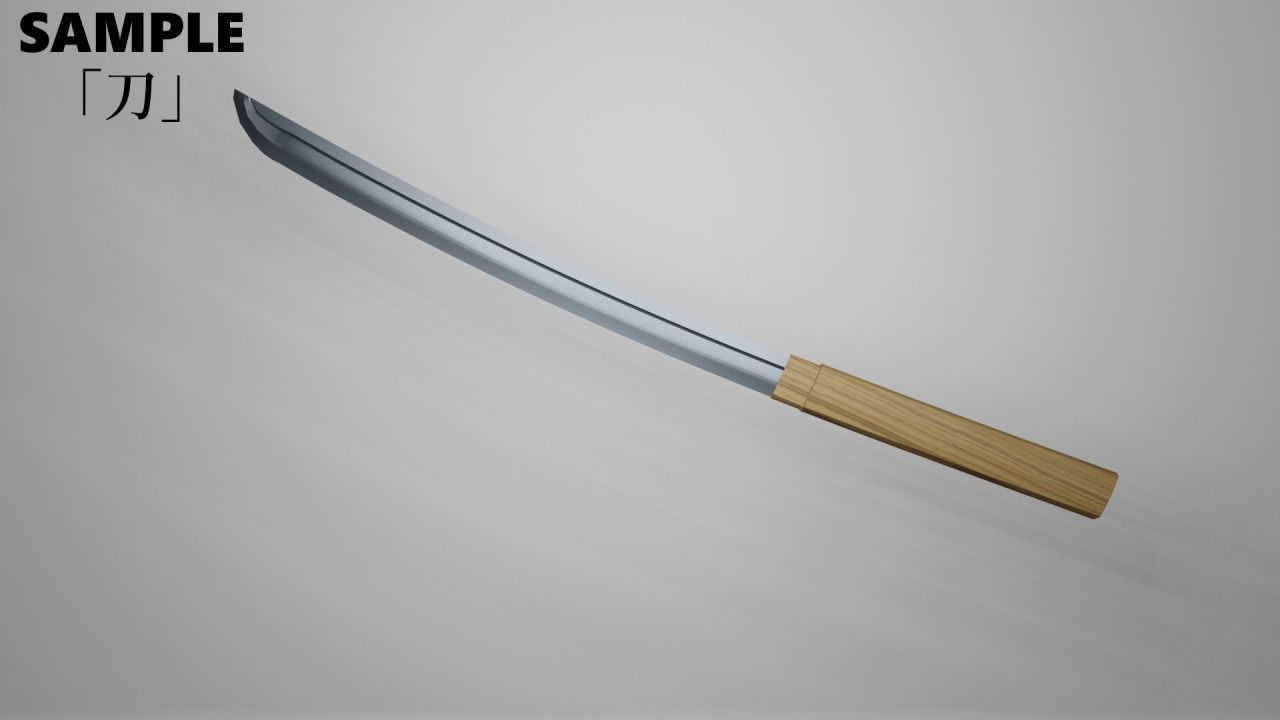 Tanto Short Katana for VRChat Low-poly 3D model_3